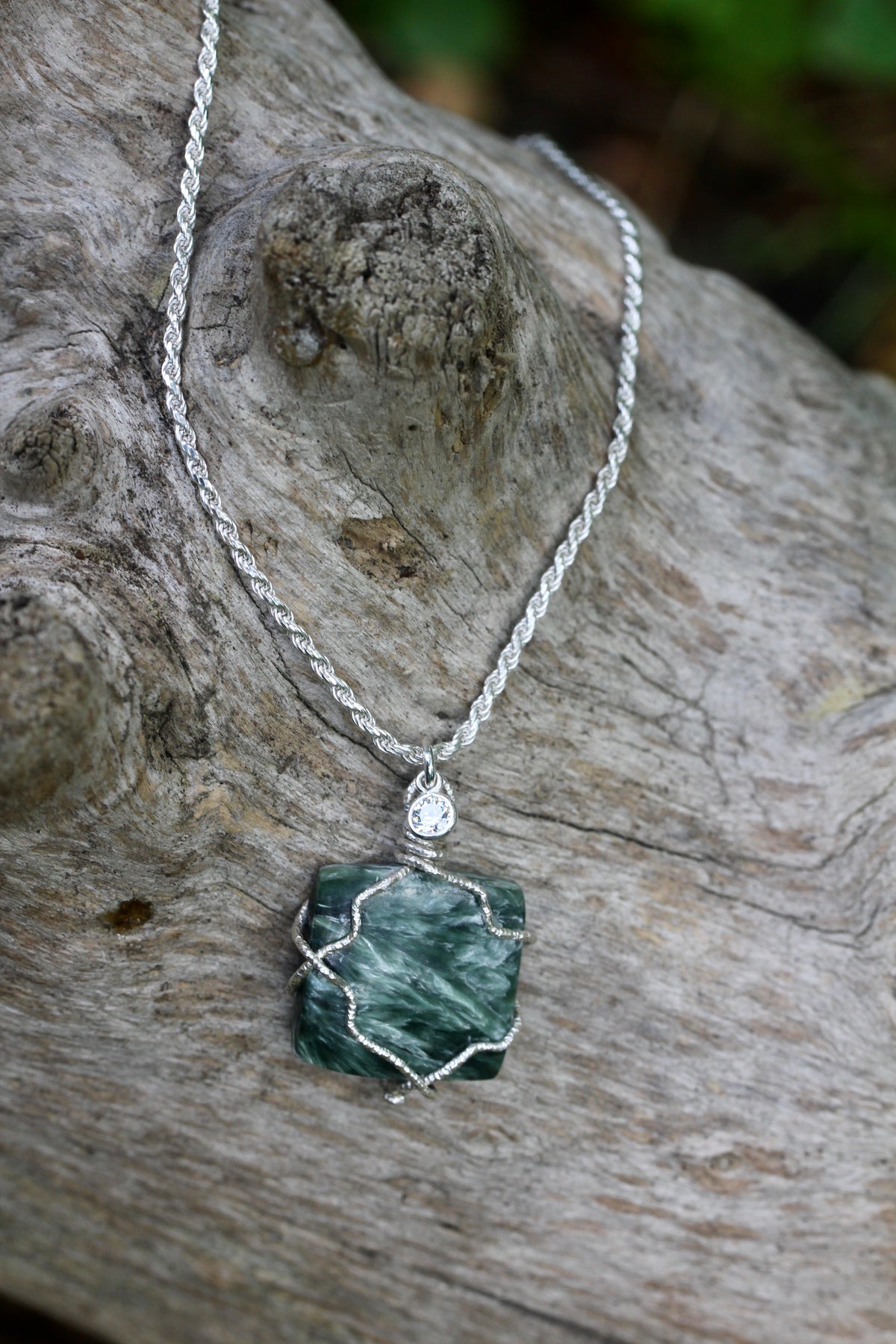 Seraphinite Silver Square Necklace