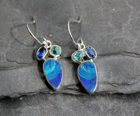 Australian Opal Kyanite Apatite Earrings