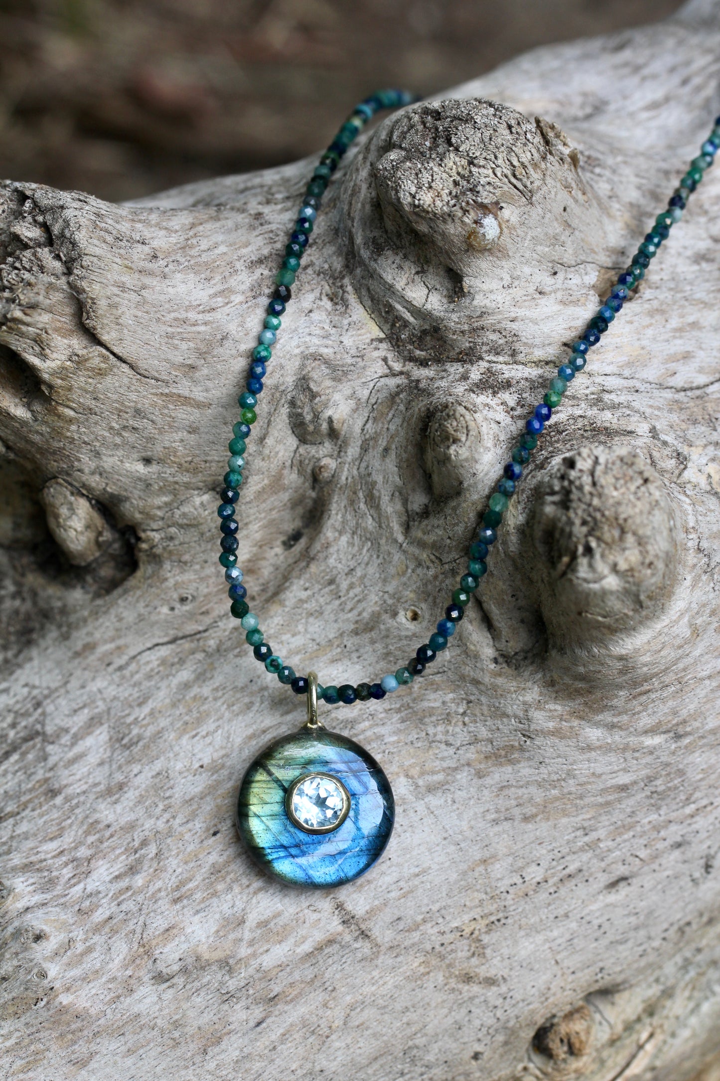 Labradorite Azurite Beaded Necklace