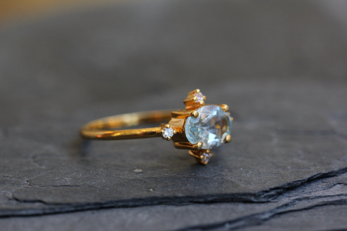 Aquamarine White Topaz Gold Vermeil Ring
