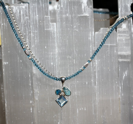 London Blue Topaz and Apatite Beaded Chain Necklace