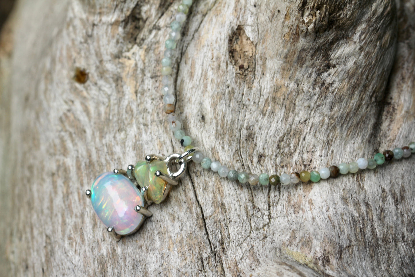Ethiopian Opal Chrysoprase Beaded Necklace