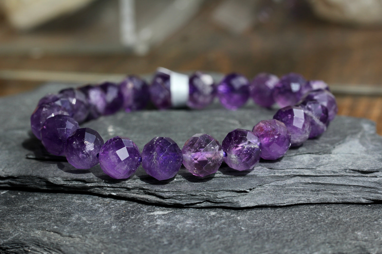 Amethyst Stretch Beaded Bracelets