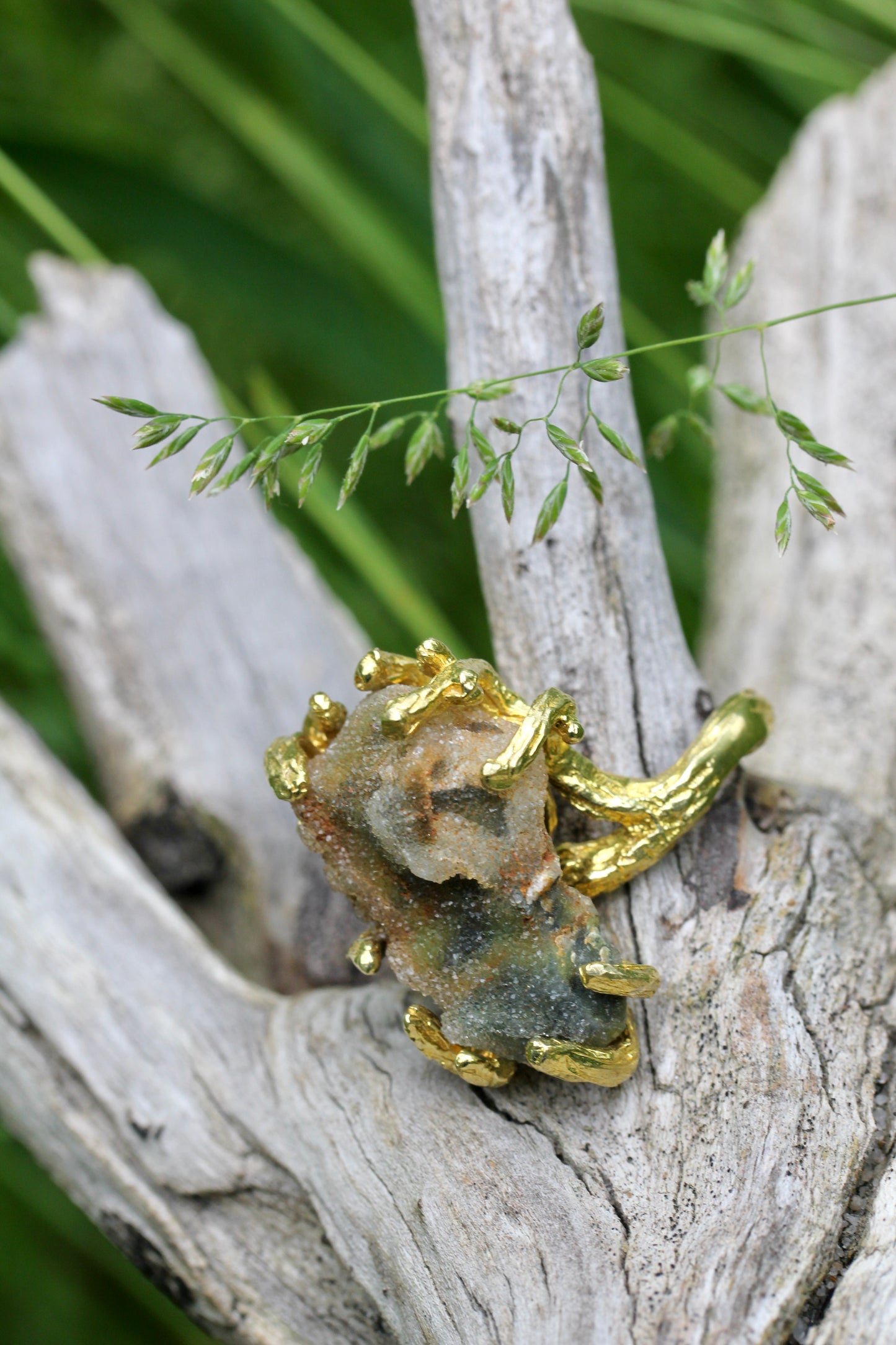 Chrome Chalcedony Druzy Branch Ring