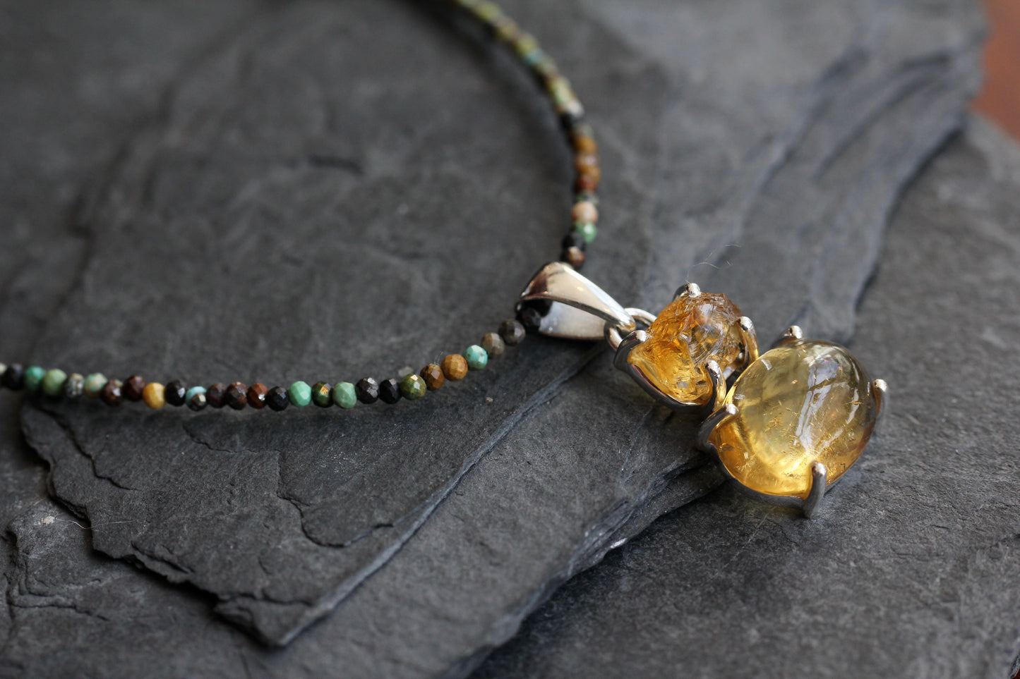 Citrine Turquoise Beaded Necklace