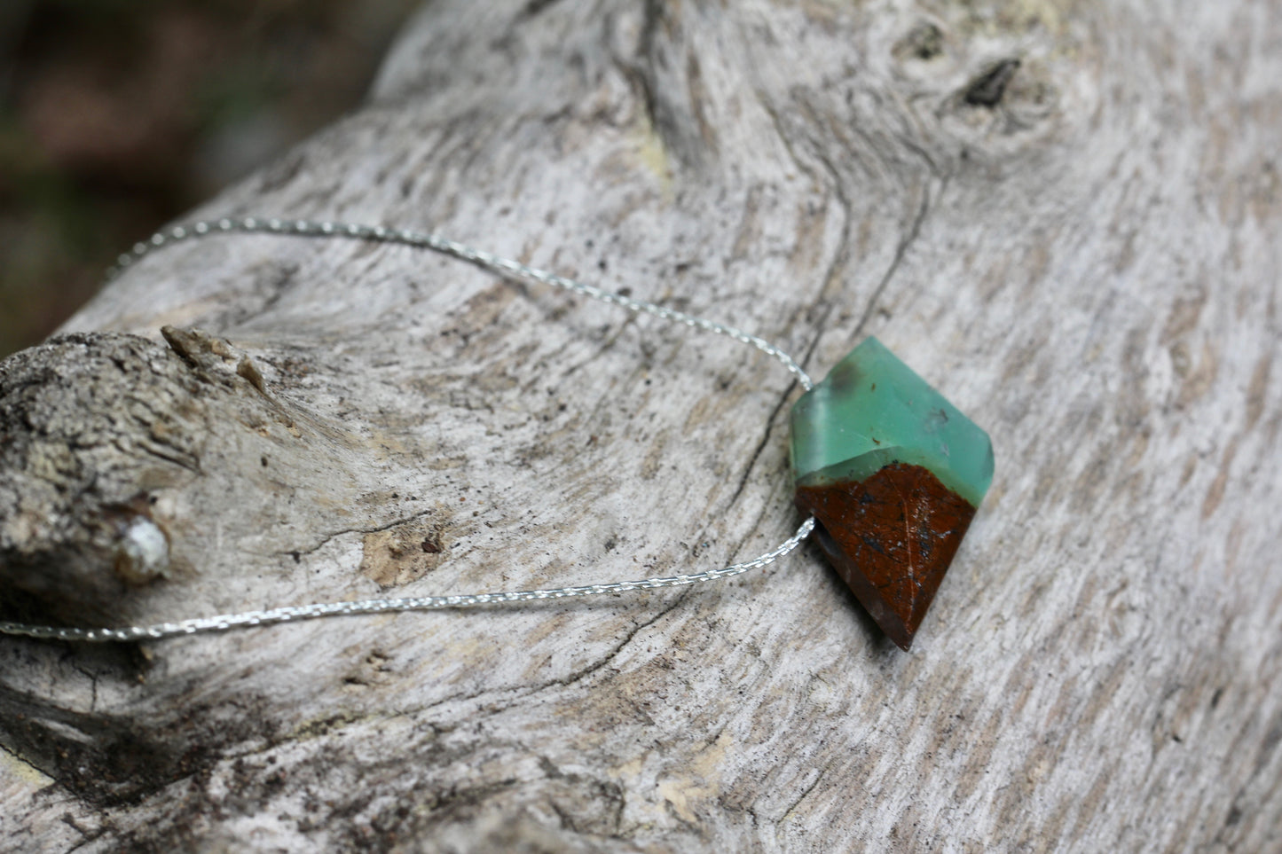 Chrysoprase Sparrow Silver Necklace