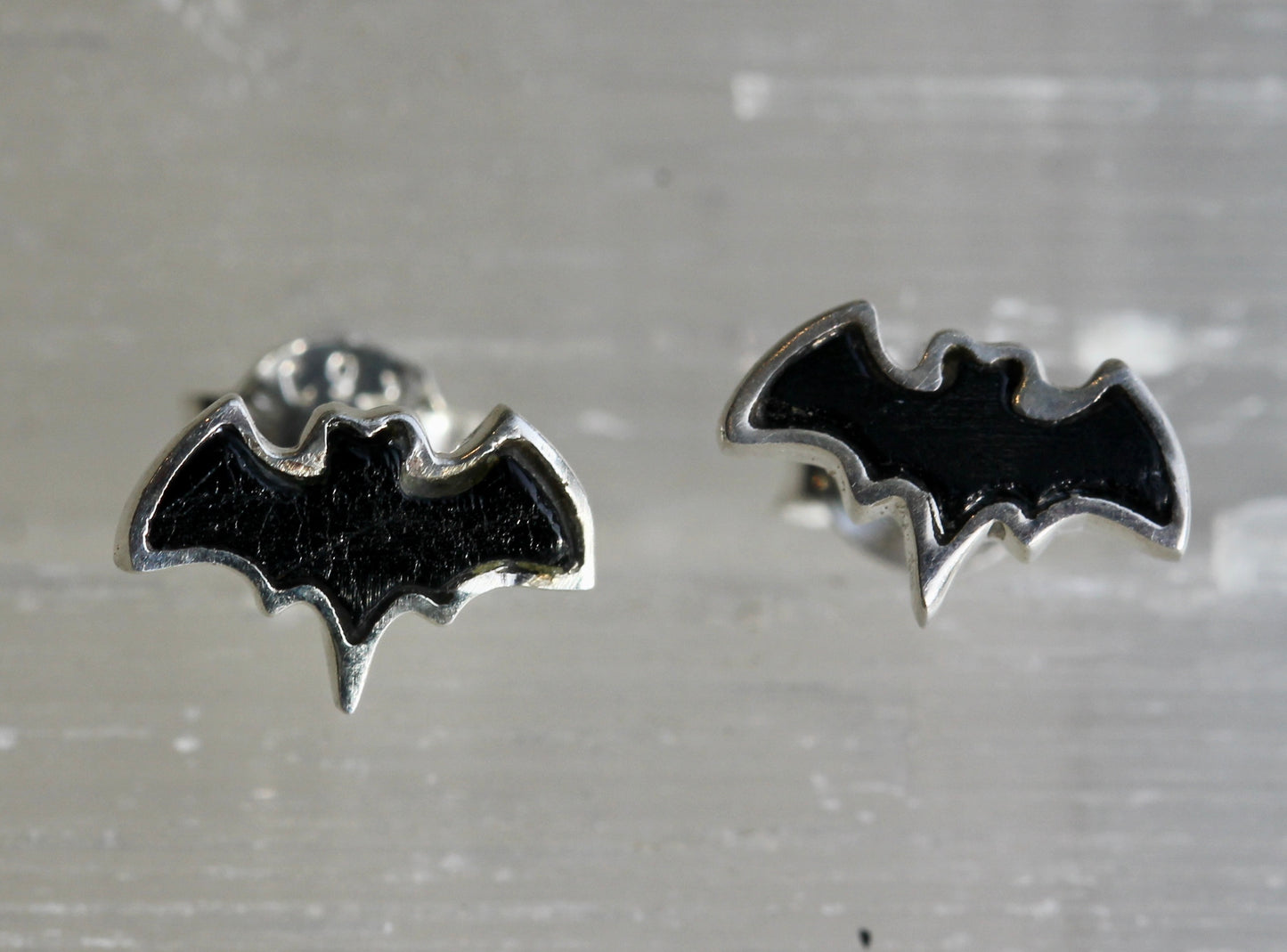 Black Tourmaline Bat Post Earrings