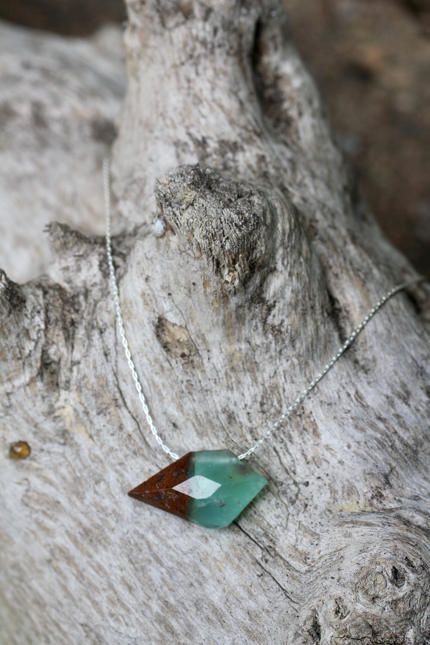 Chrysoprase Sparrow Silver Necklace