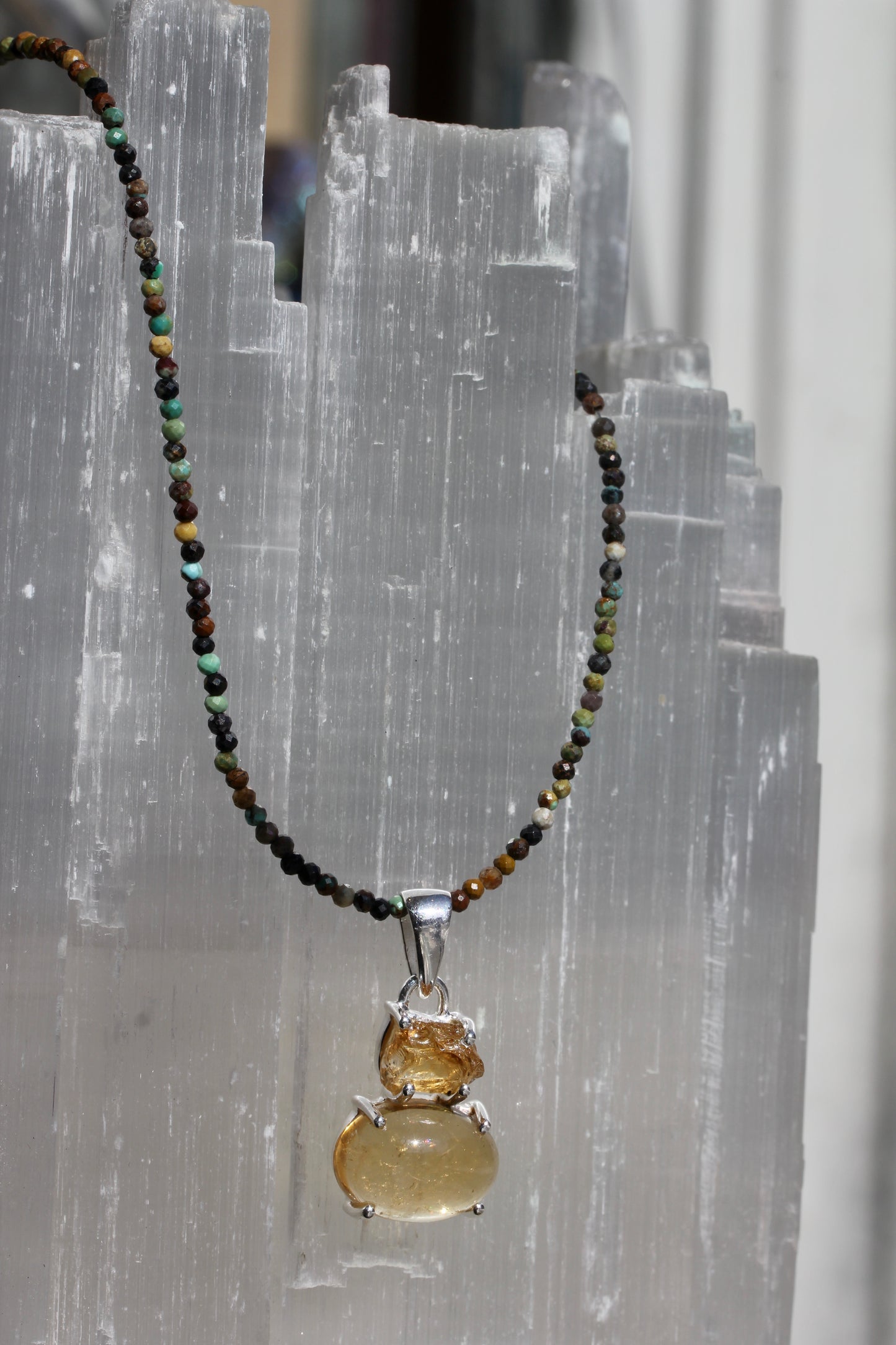 Citrine Turquoise Beaded Necklace