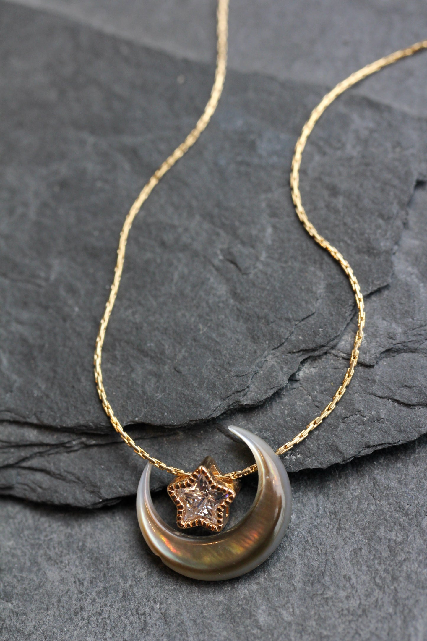 Mother of Pearl Moon Star Necklace