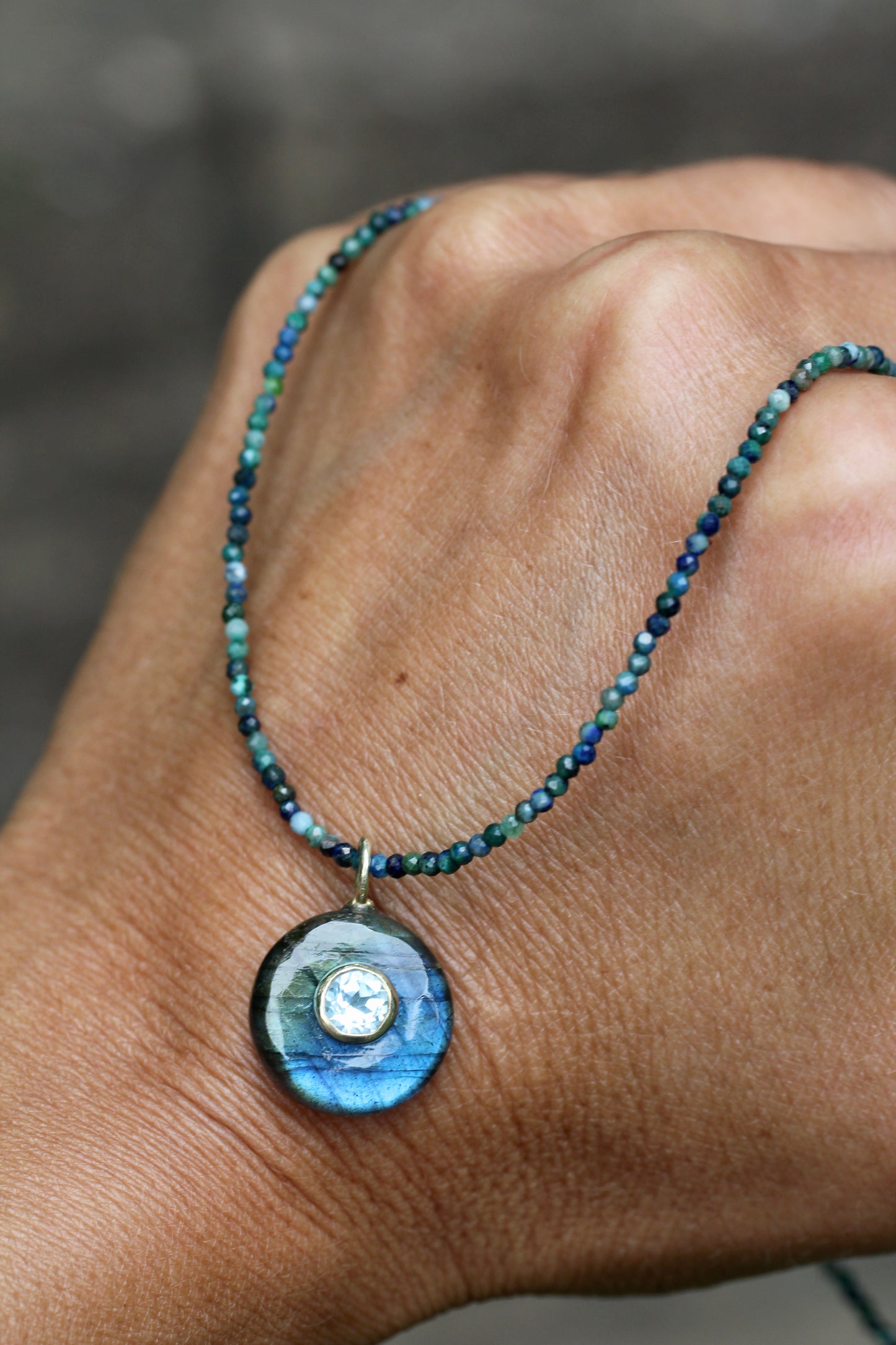 Labradorite Azurite Beaded Necklace