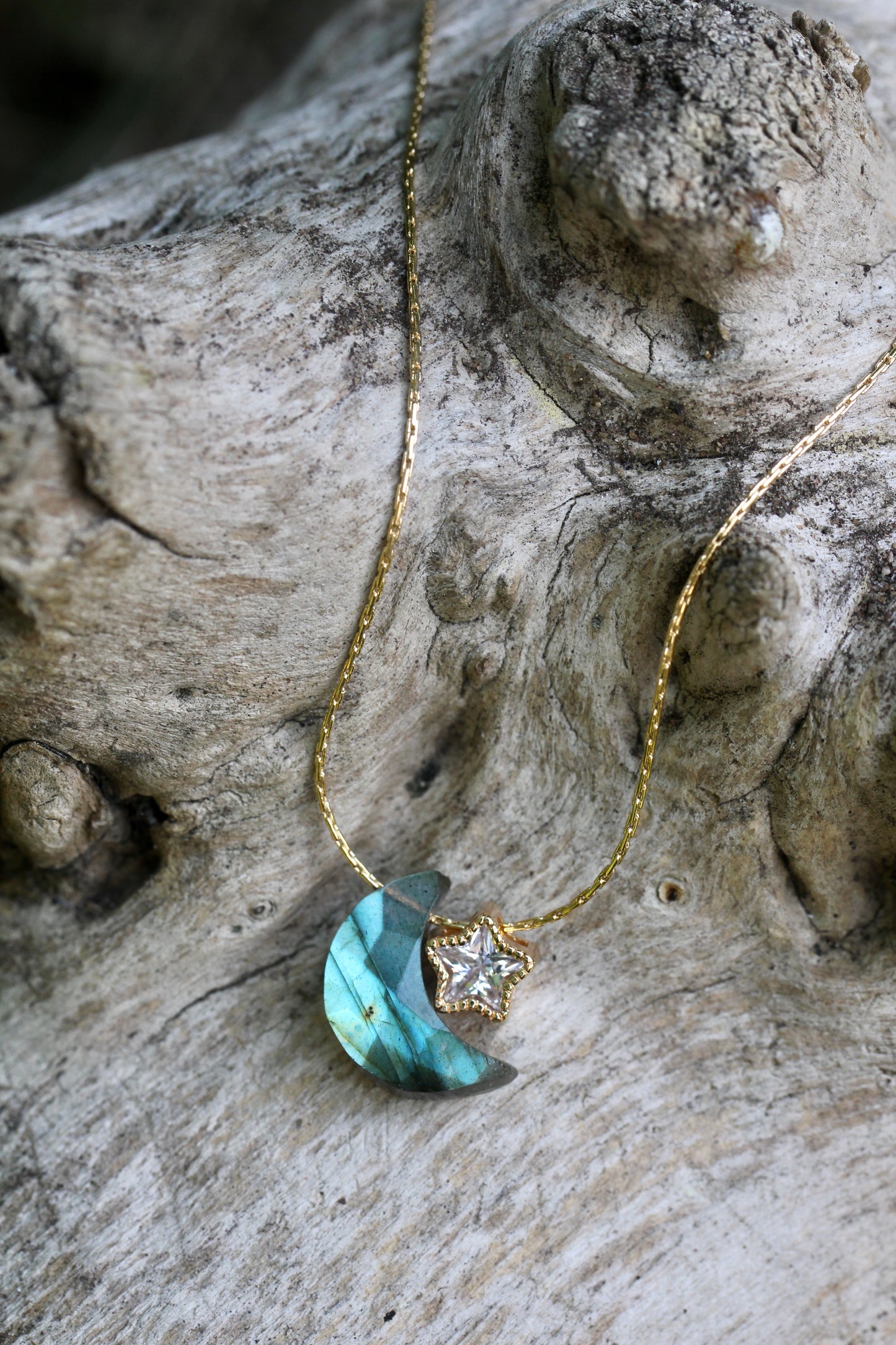 Labradorite Moon Star Necklace