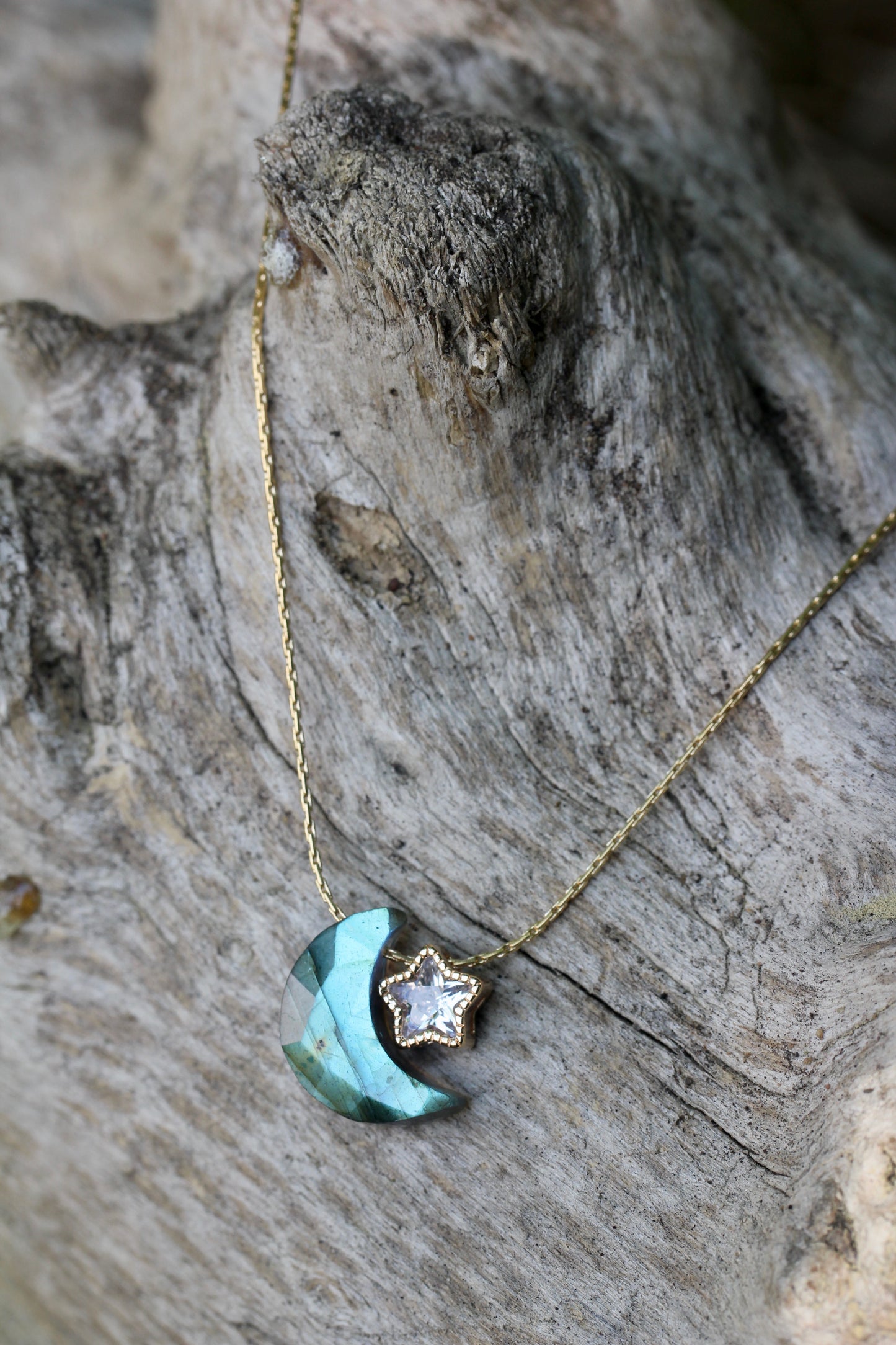 Labradorite Moon Star Necklace
