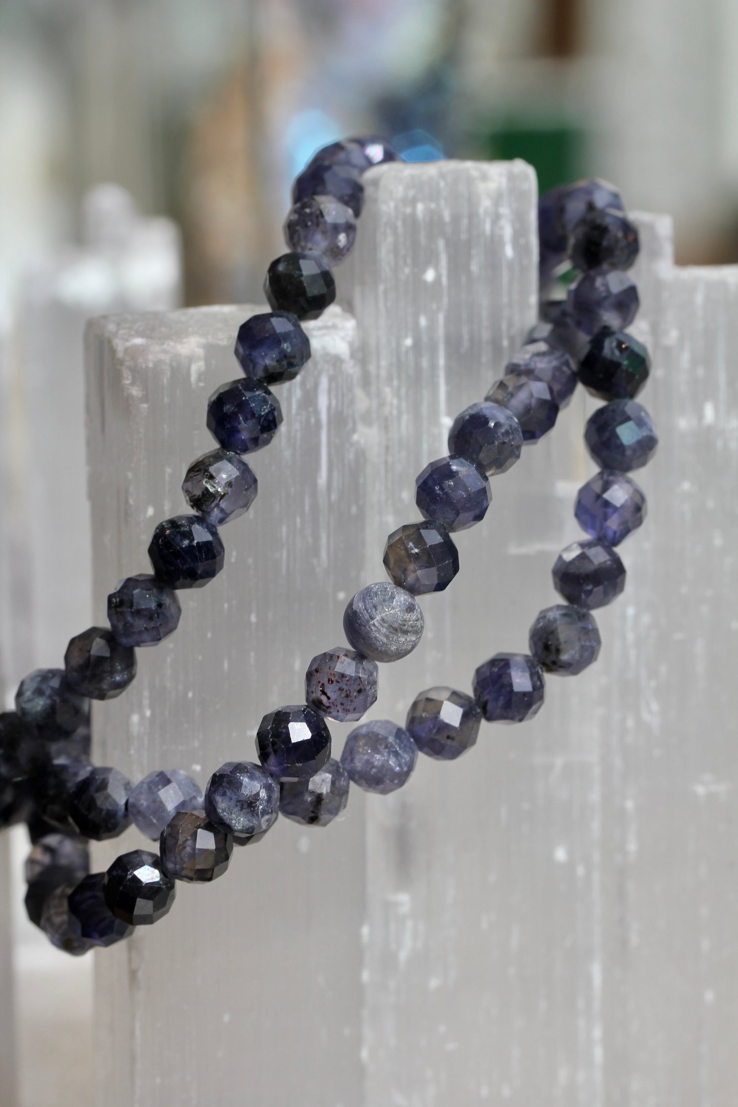 Iolite Bead Stretch Bracelets
