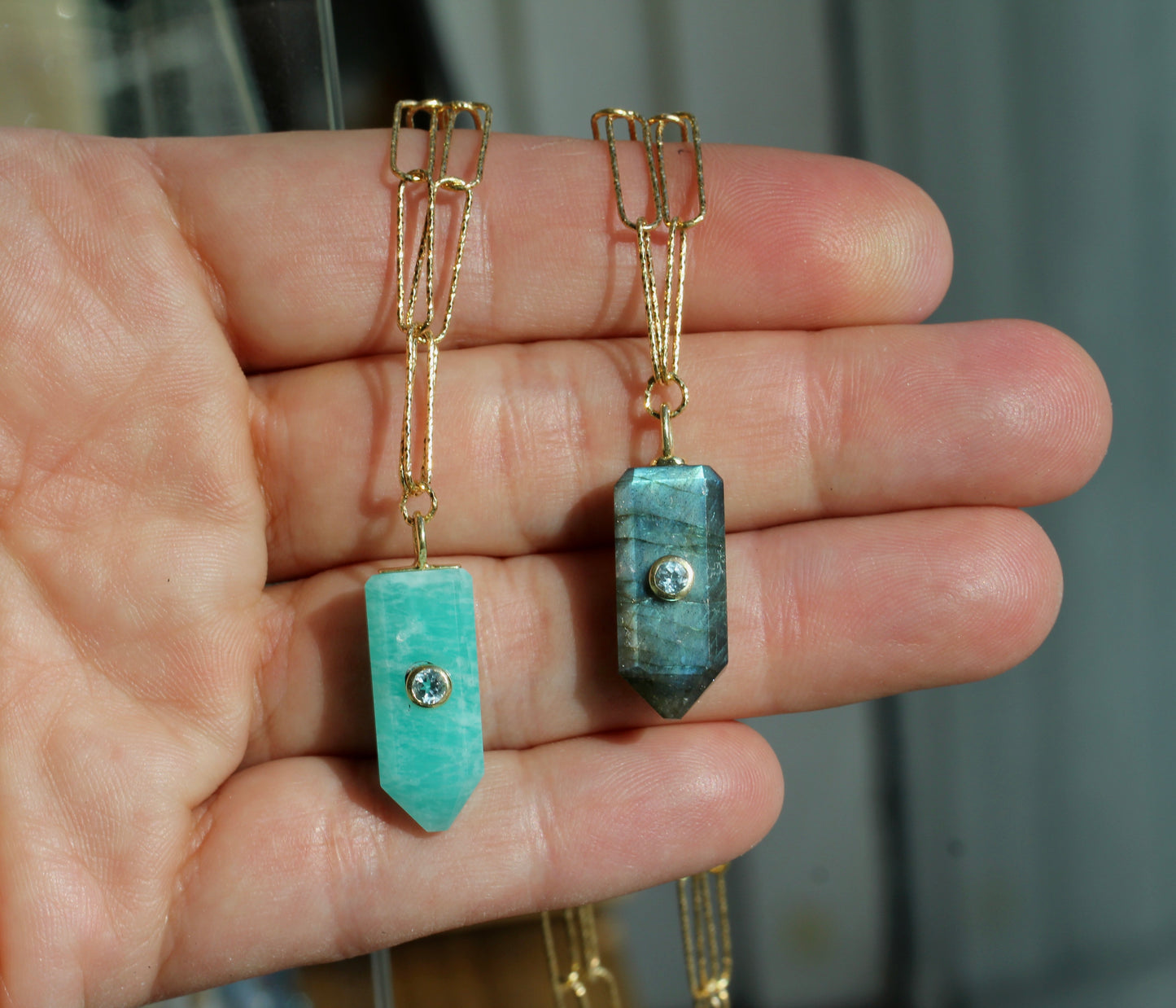 Paperclip Chain Stone Point Necklace