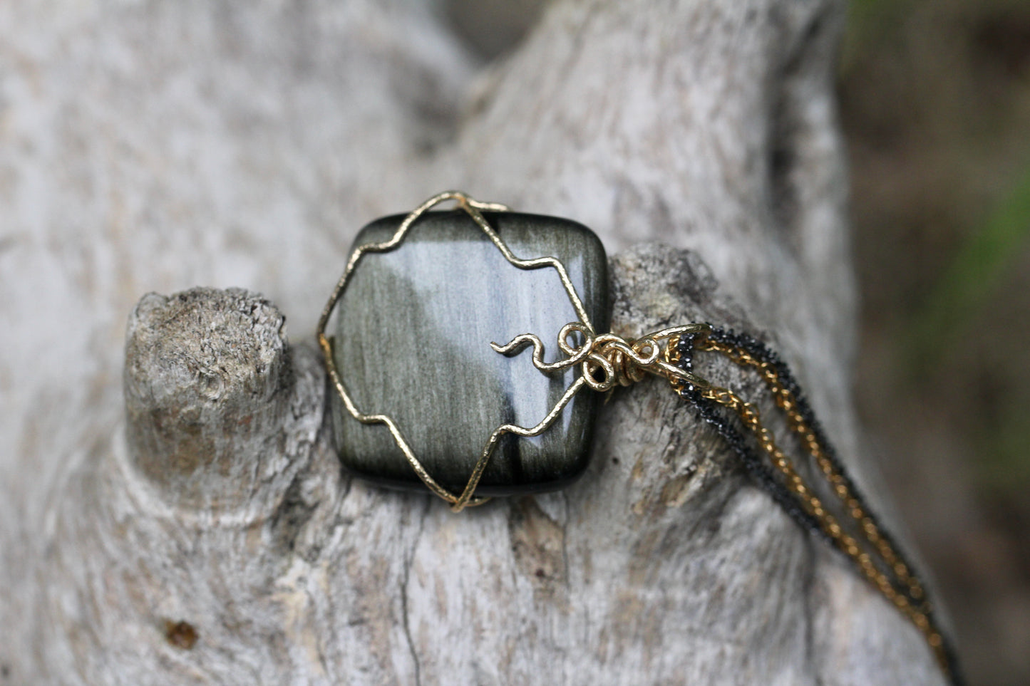 Gold Sheen Obsidian Necklace