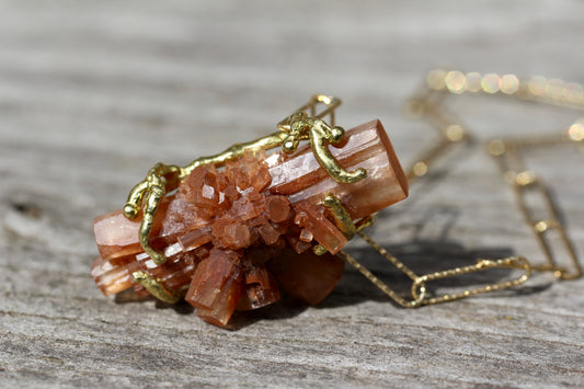 Aragonite Crystal Gold Chain Necklace