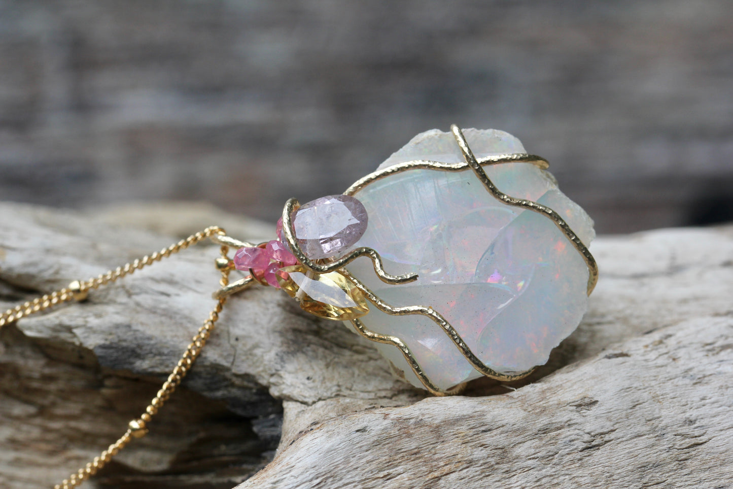 Snow White Opal Necklace