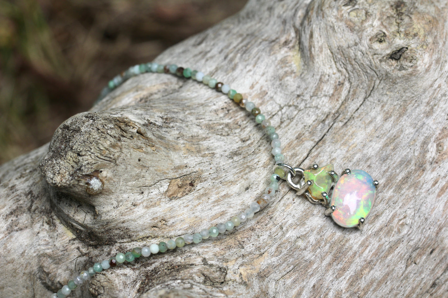 Ethiopian Opal Chrysoprase Beaded Necklace