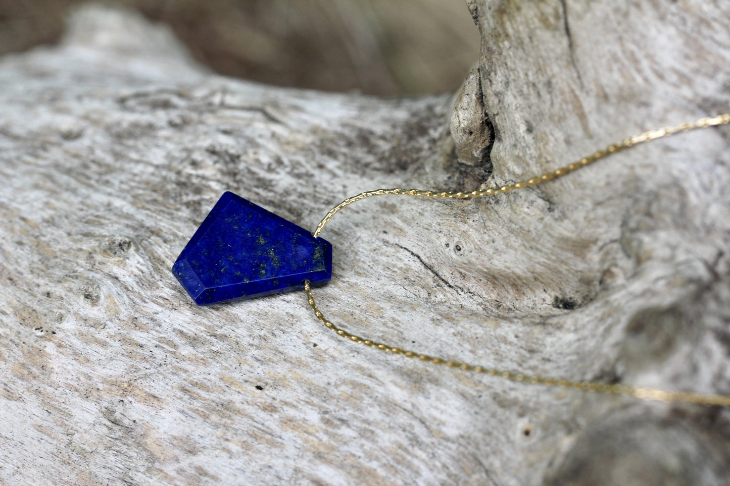 Geometric Lapis Gold Filled Necklace