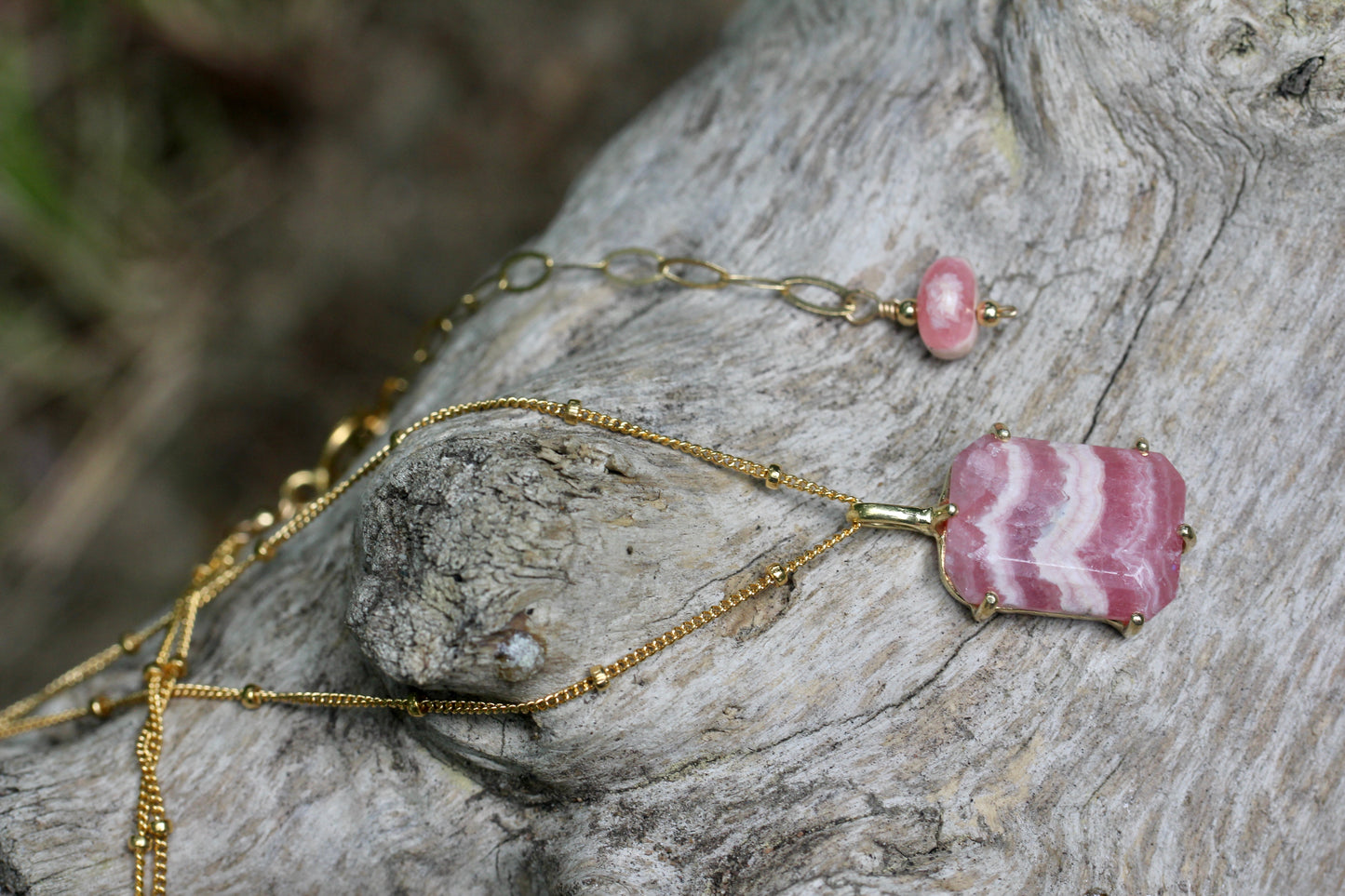 Rhodochrosite Gold Necklace