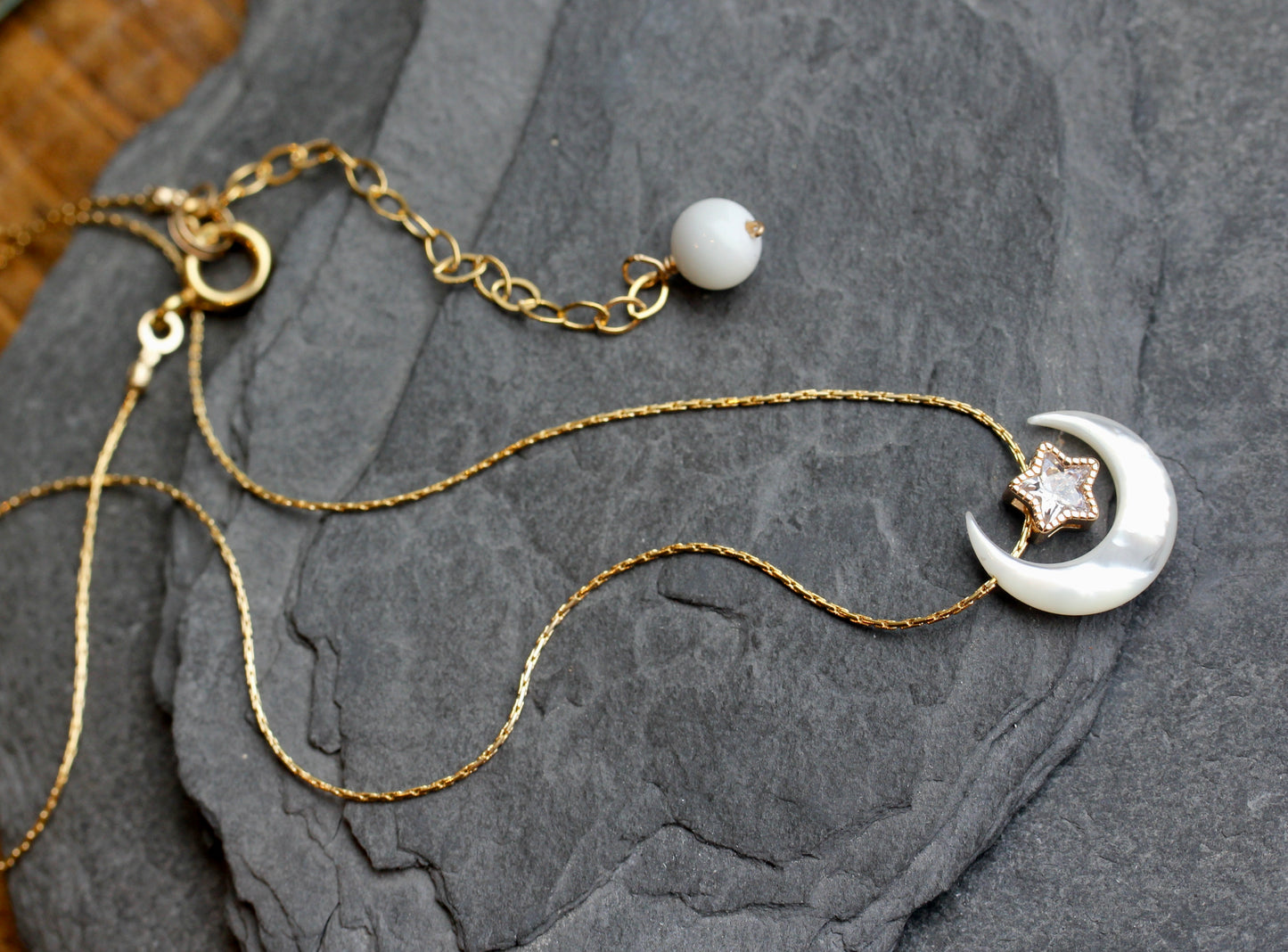 Mother of Pearl Moon Star Necklace
