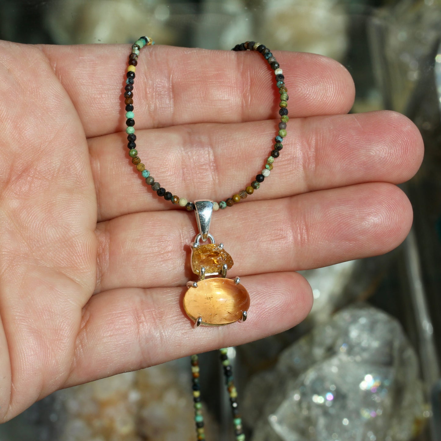 Citrine Turquoise Beaded Necklace