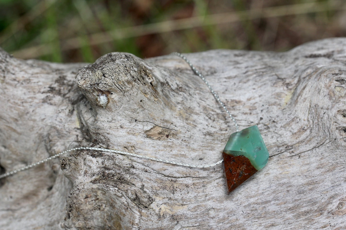 Chrysoprase Sparrow Silver Necklace