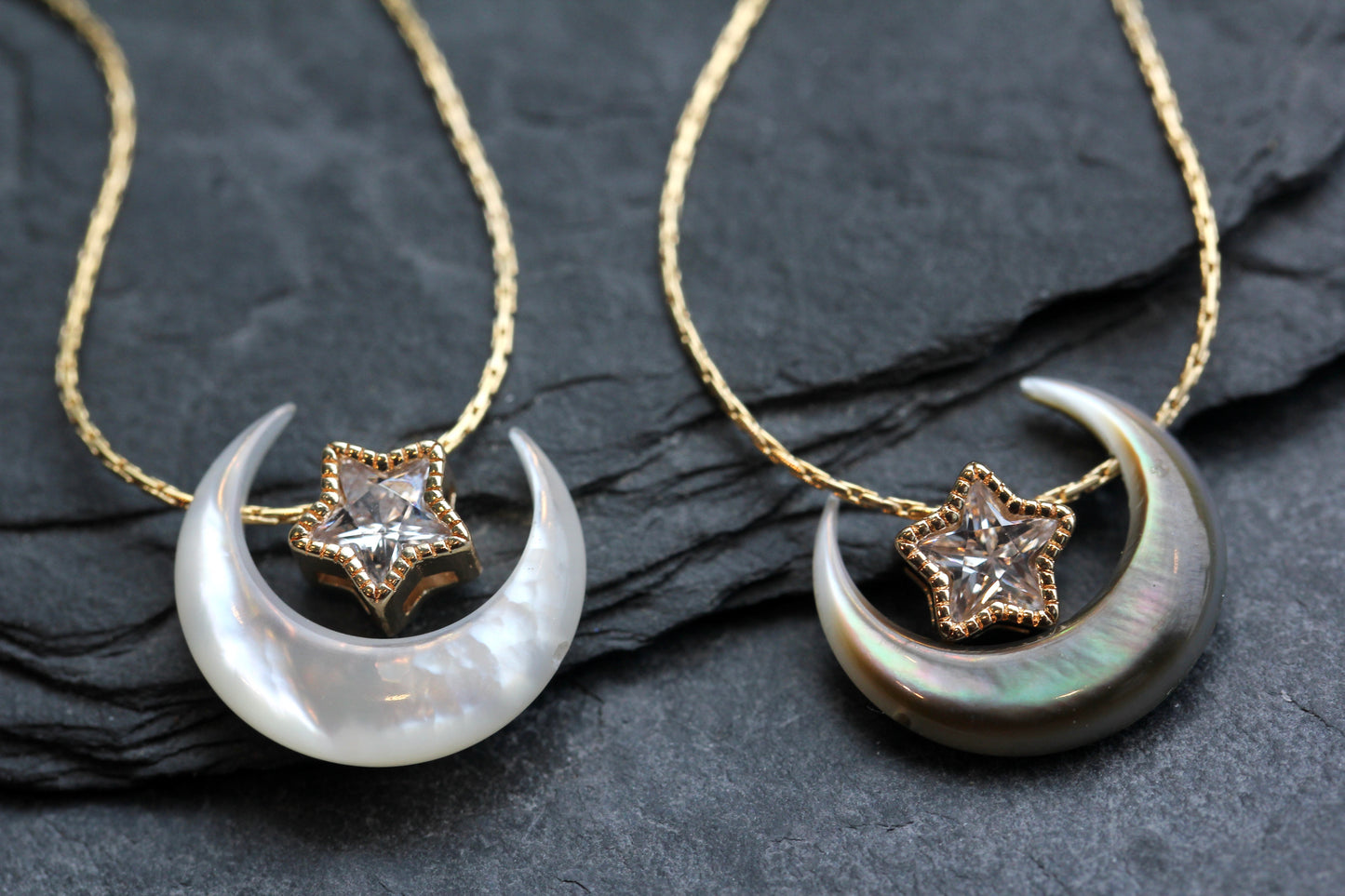 Mother of Pearl Moon Star Necklace