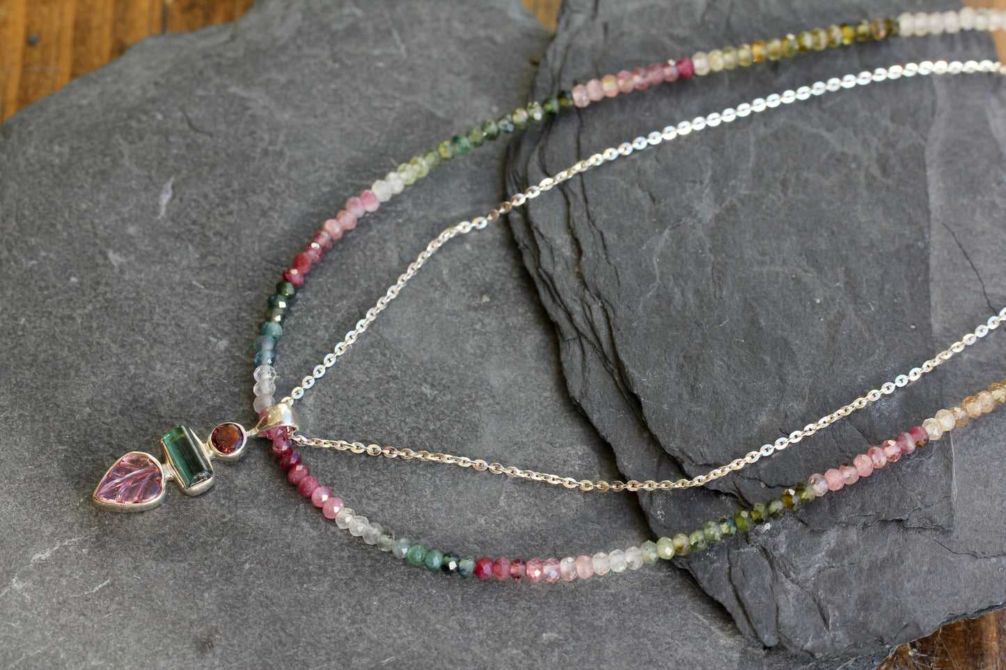 Multi Colored Tourmaline Beaded Necklace