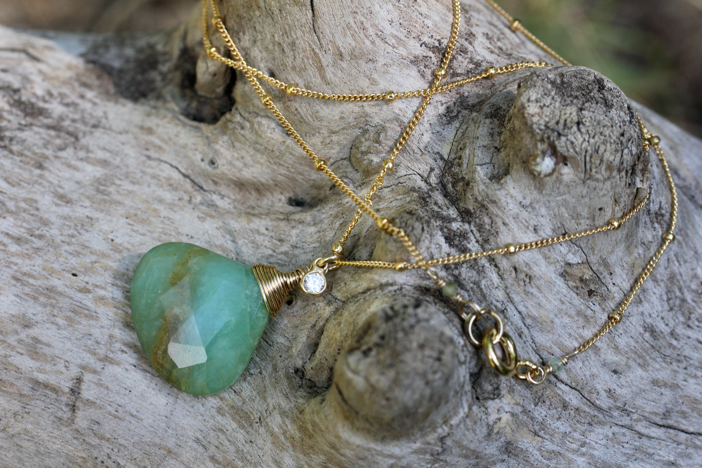 Peruvian Opal Gold CZ Necklace