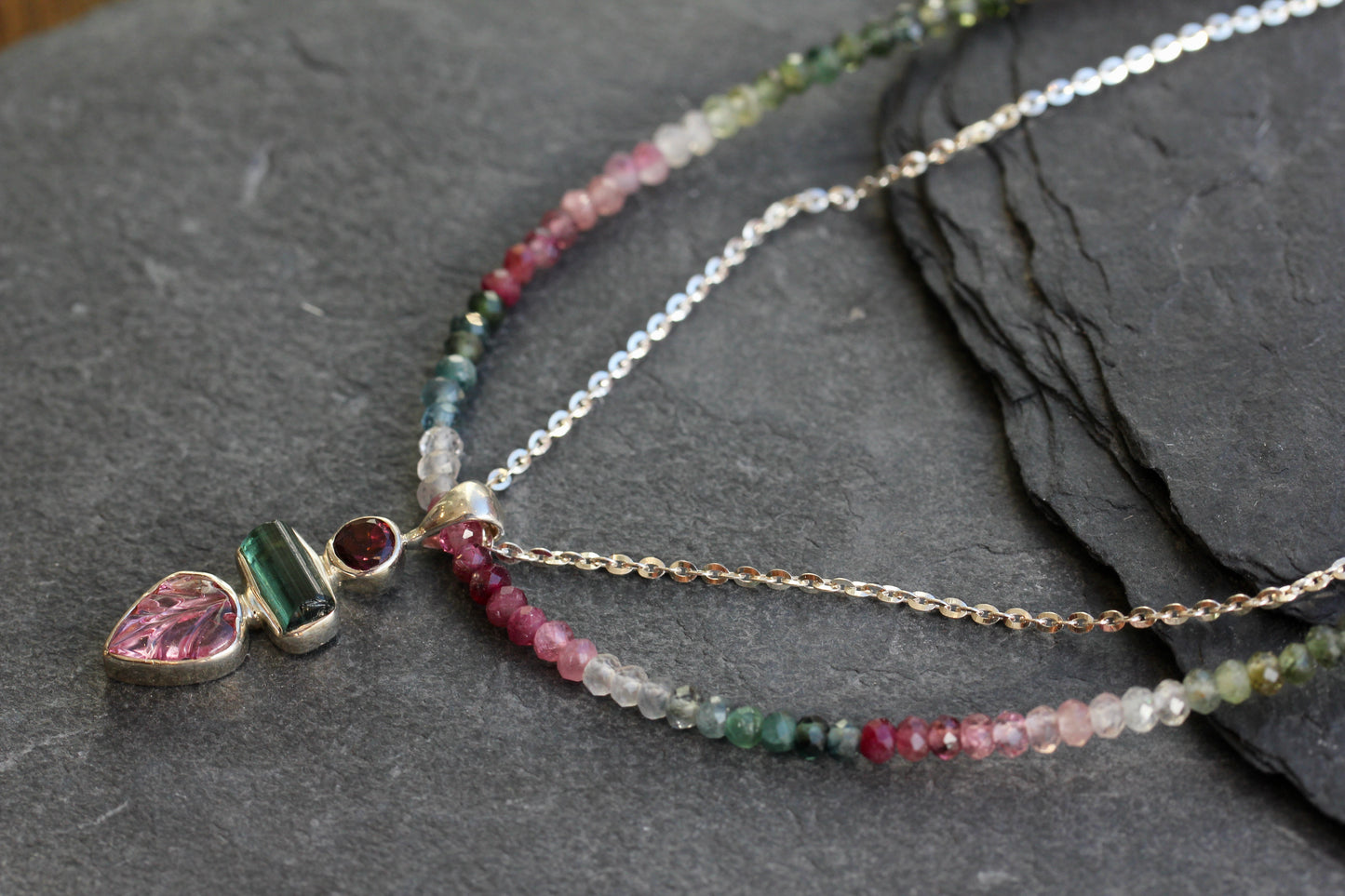 Multi Colored Tourmaline Beaded Necklace