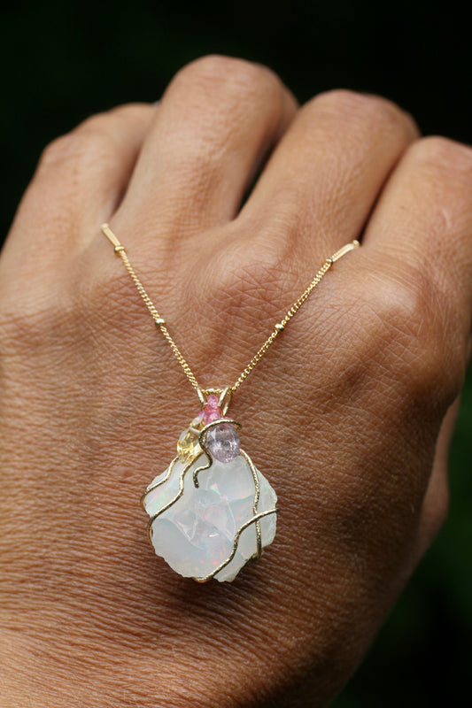 Snow White Opal Necklace