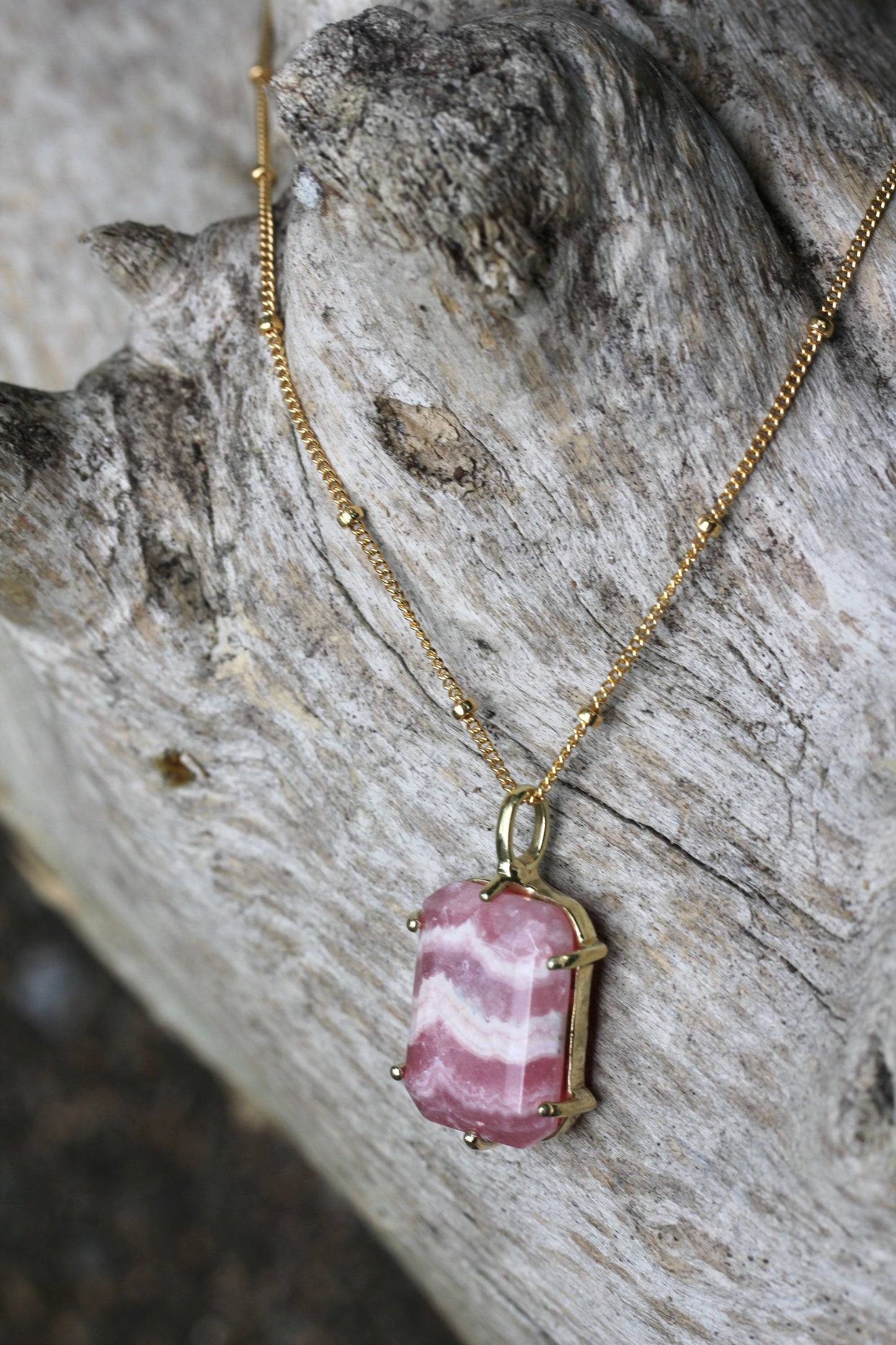 Rhodochrosite Gold Necklace