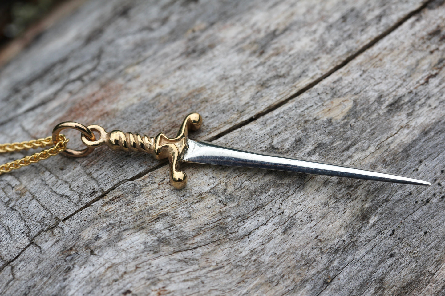 Silver and Gold Sword Necklace