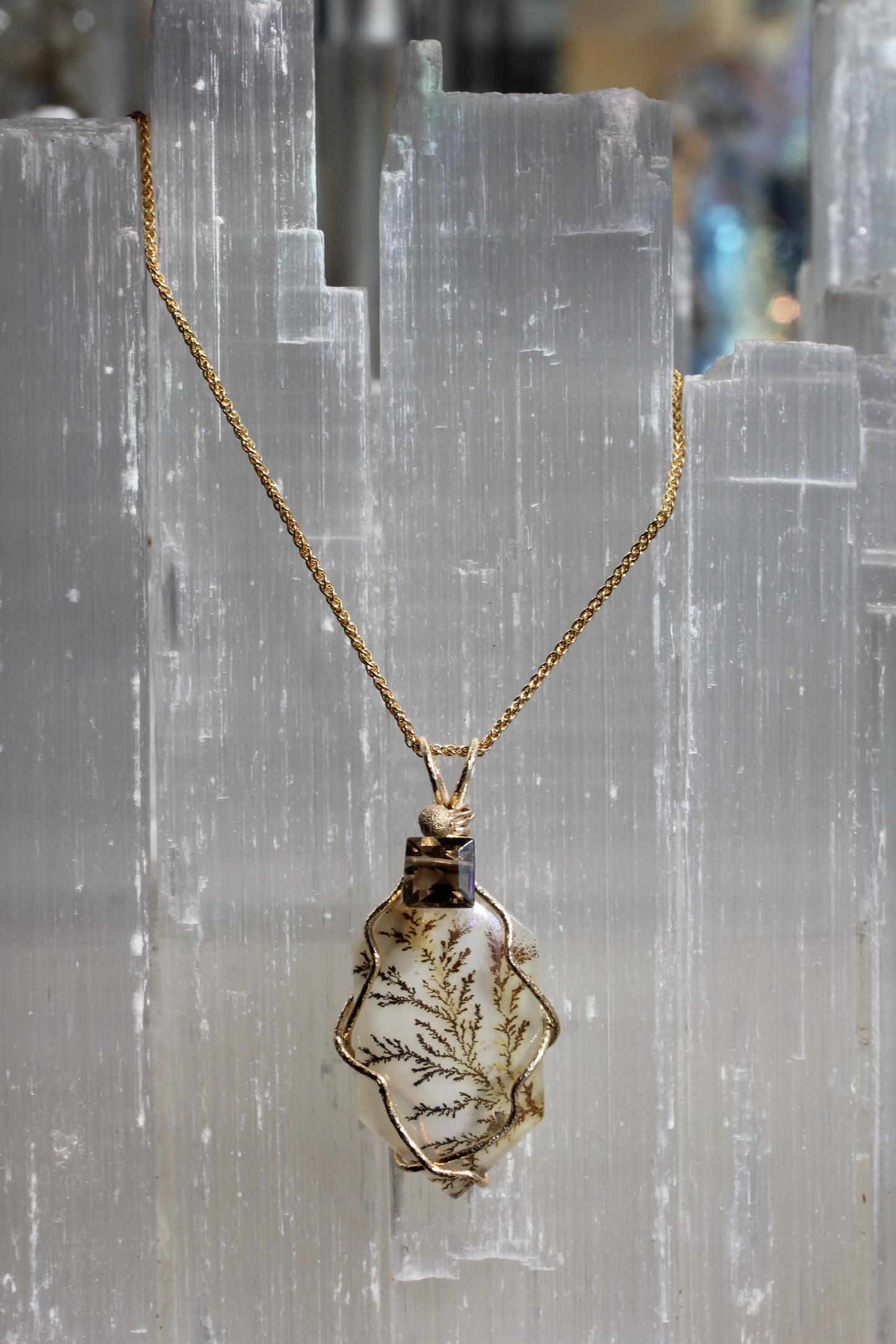 Dendritic Agate Smokey Quartz Necklace