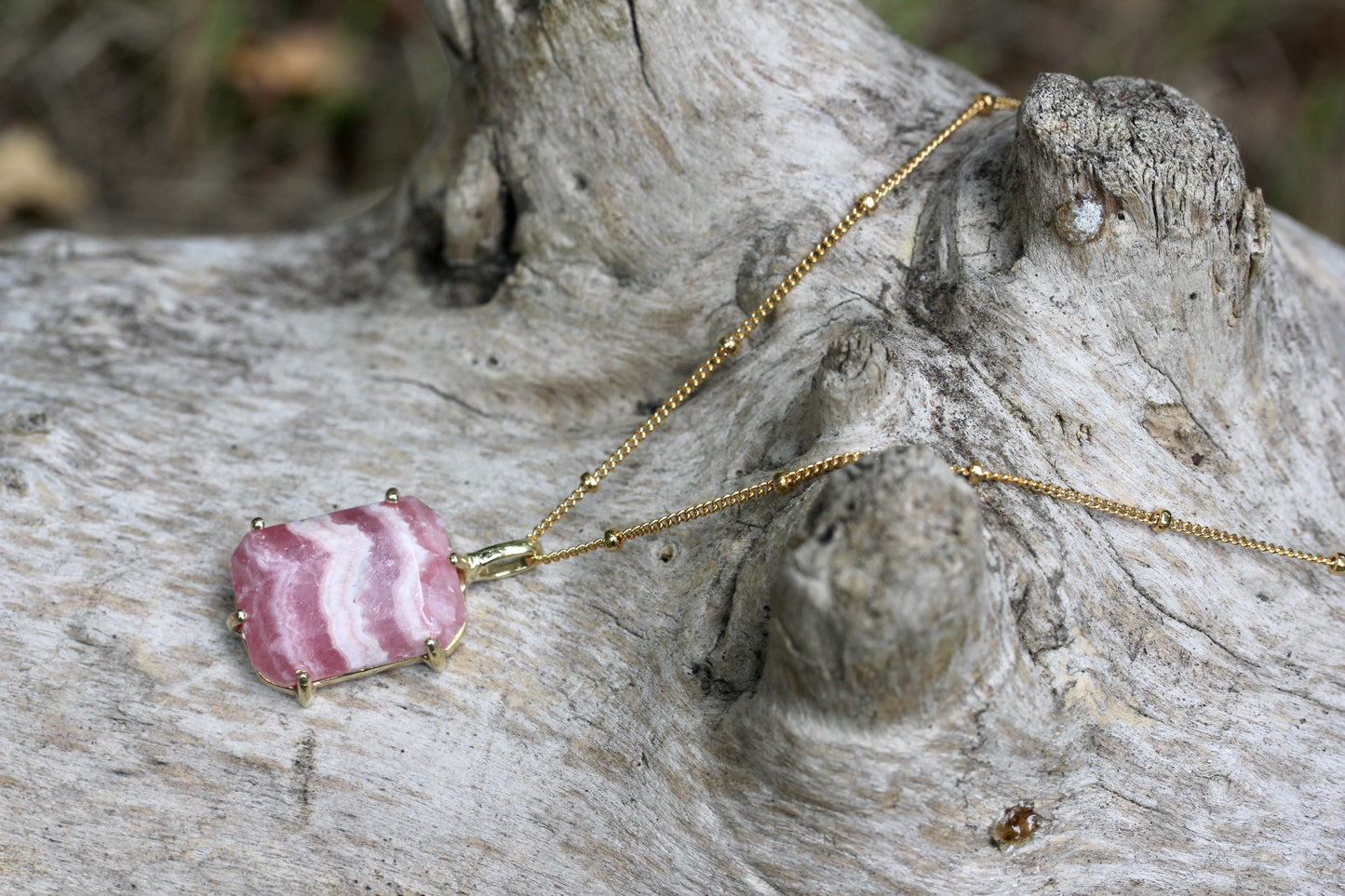 Rhodochrosite Gold Necklace