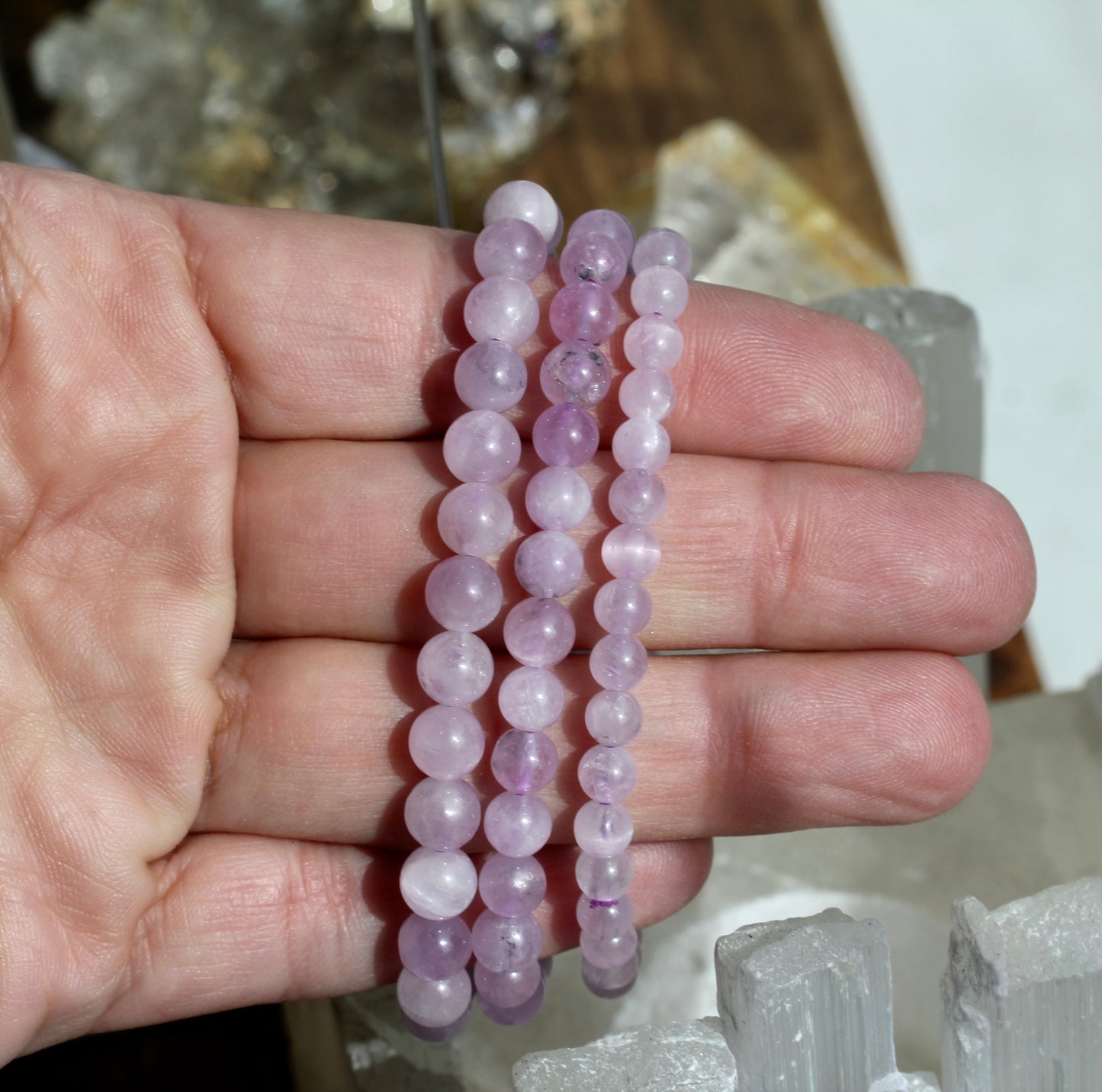 Kunzite Bead Stretch Bracelet
