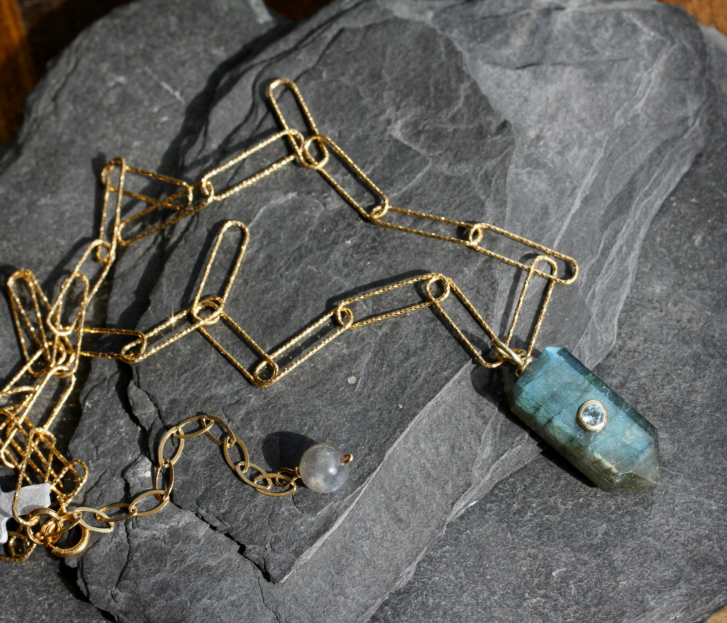 Paperclip Chain Stone Point Necklace