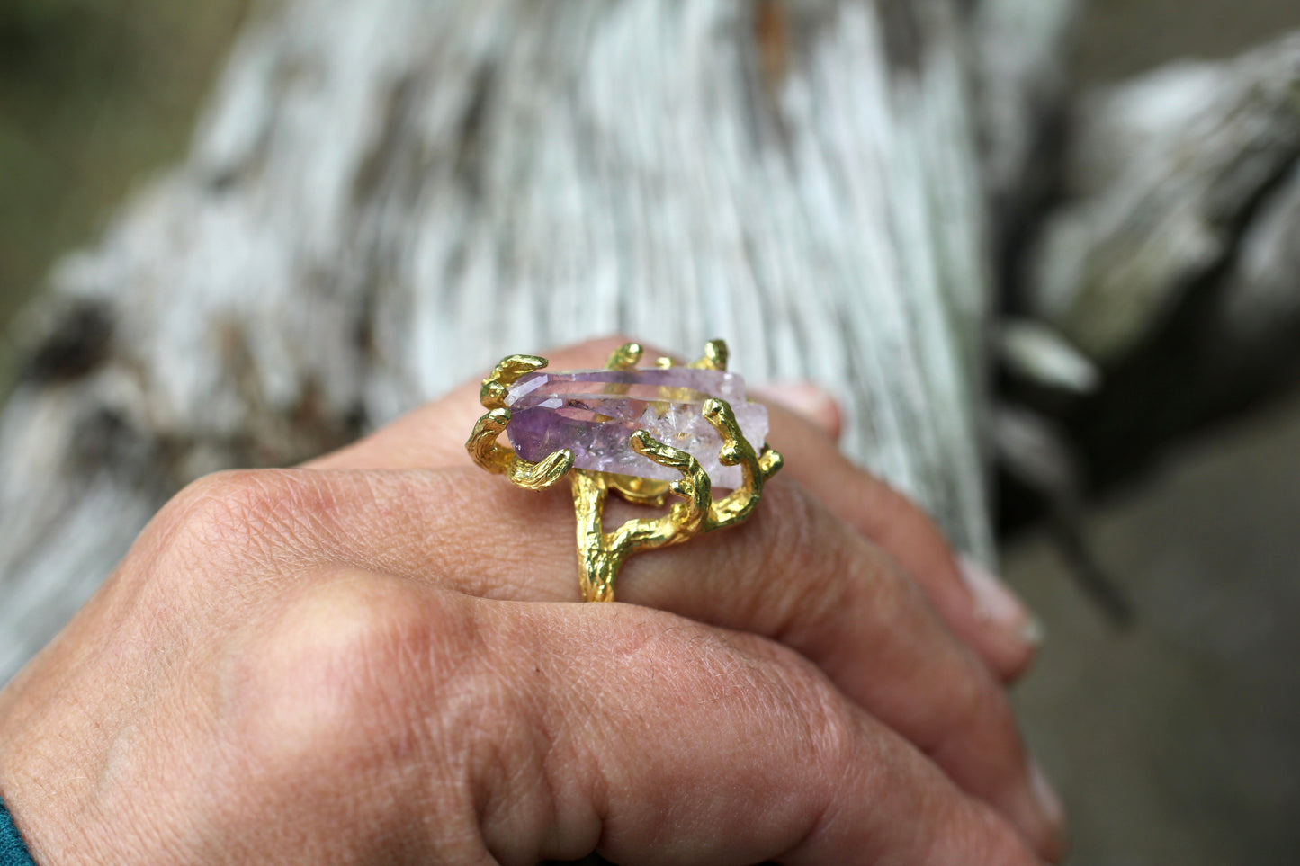 Vera Cruz Amethyst Crystal Branch Ring
