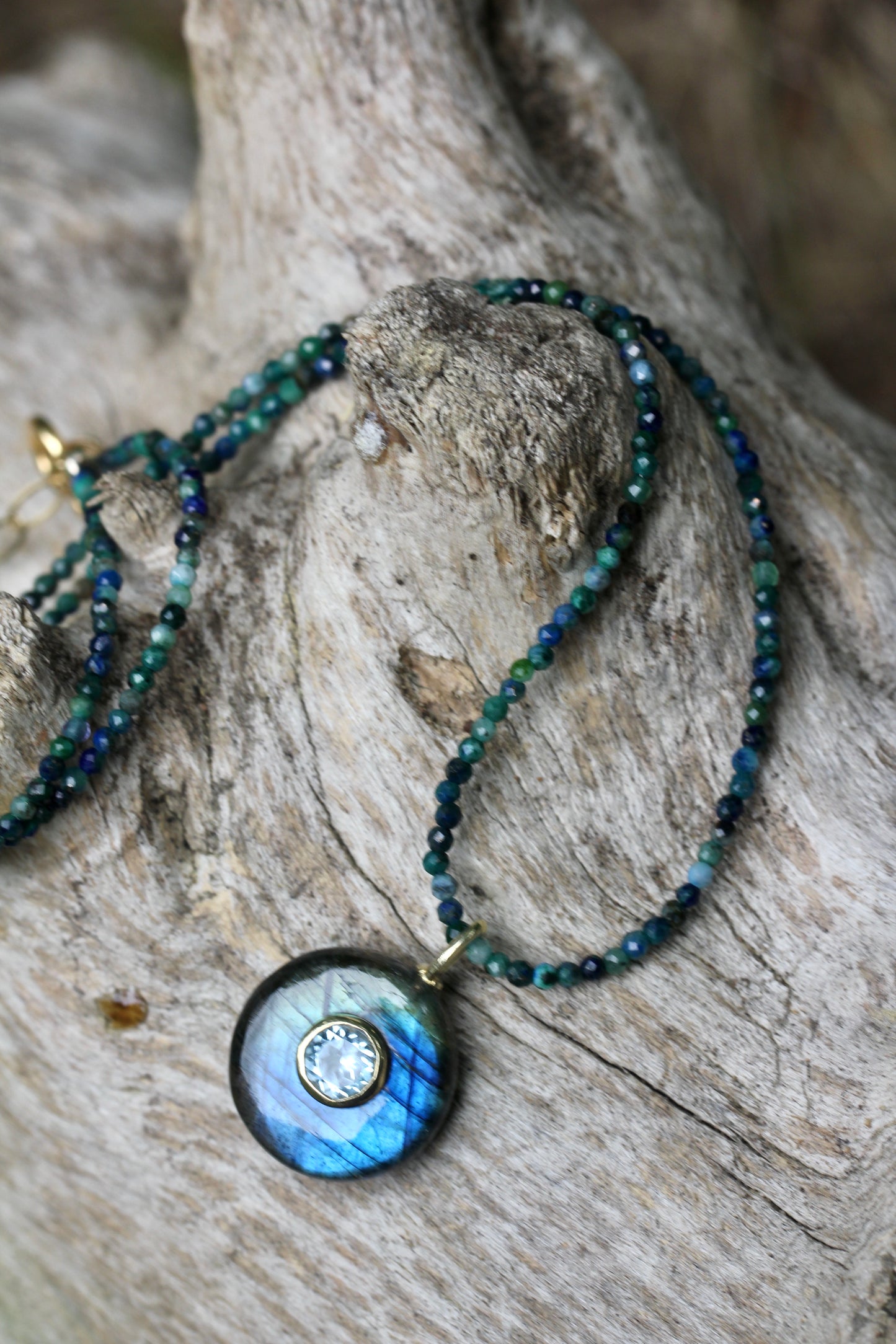 Labradorite Azurite Beaded Necklace