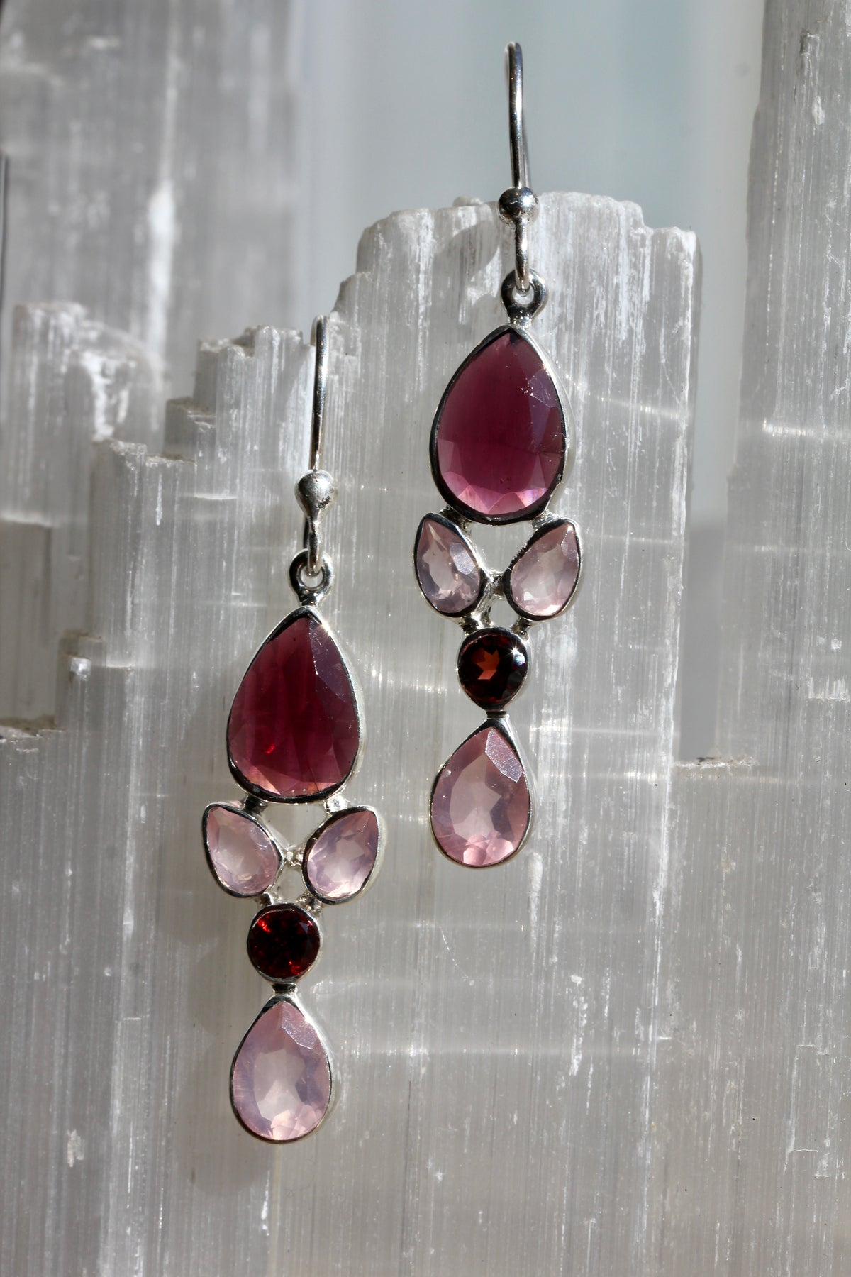 Garnet Rose Quartz Earrings