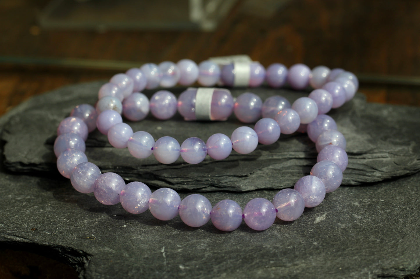 Lavender Quartz Bead Stretch Bracelet