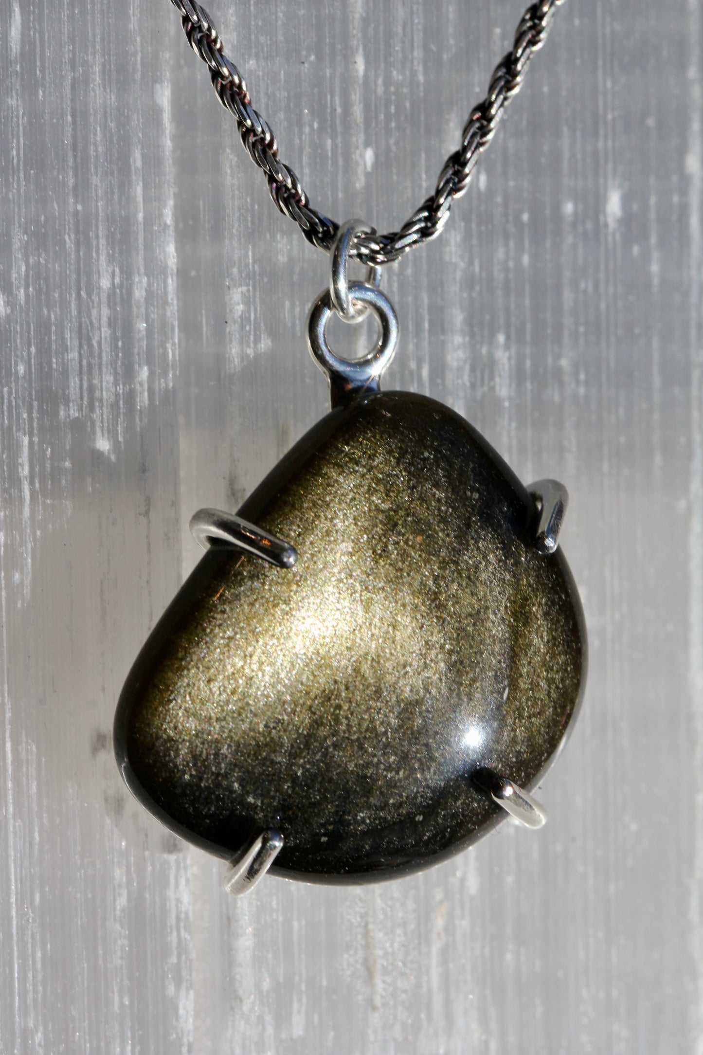 Gold Sheen Obsidian Necklace