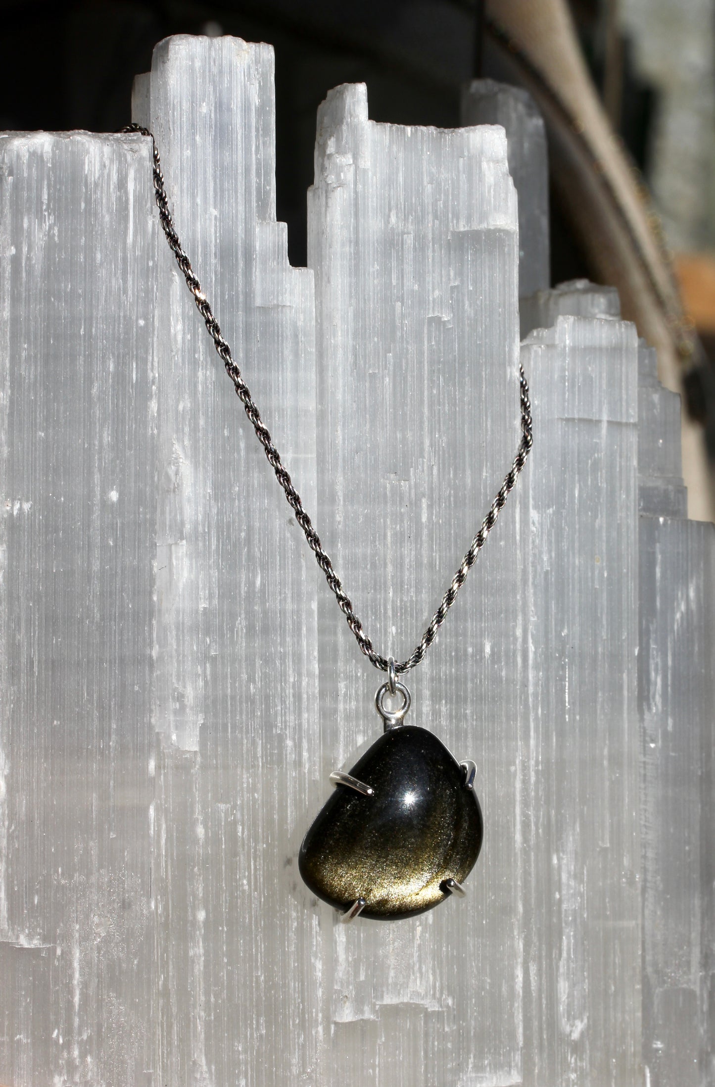 Gold Sheen Obsidian Necklace