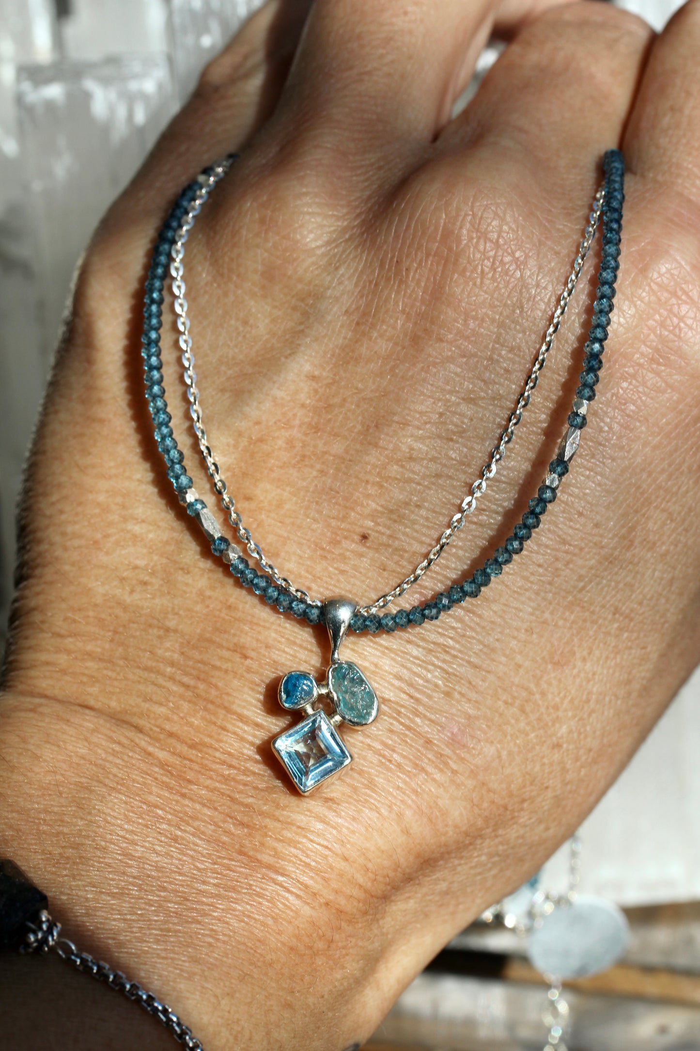 London Blue Topaz and Apatite Beaded Chain Necklace