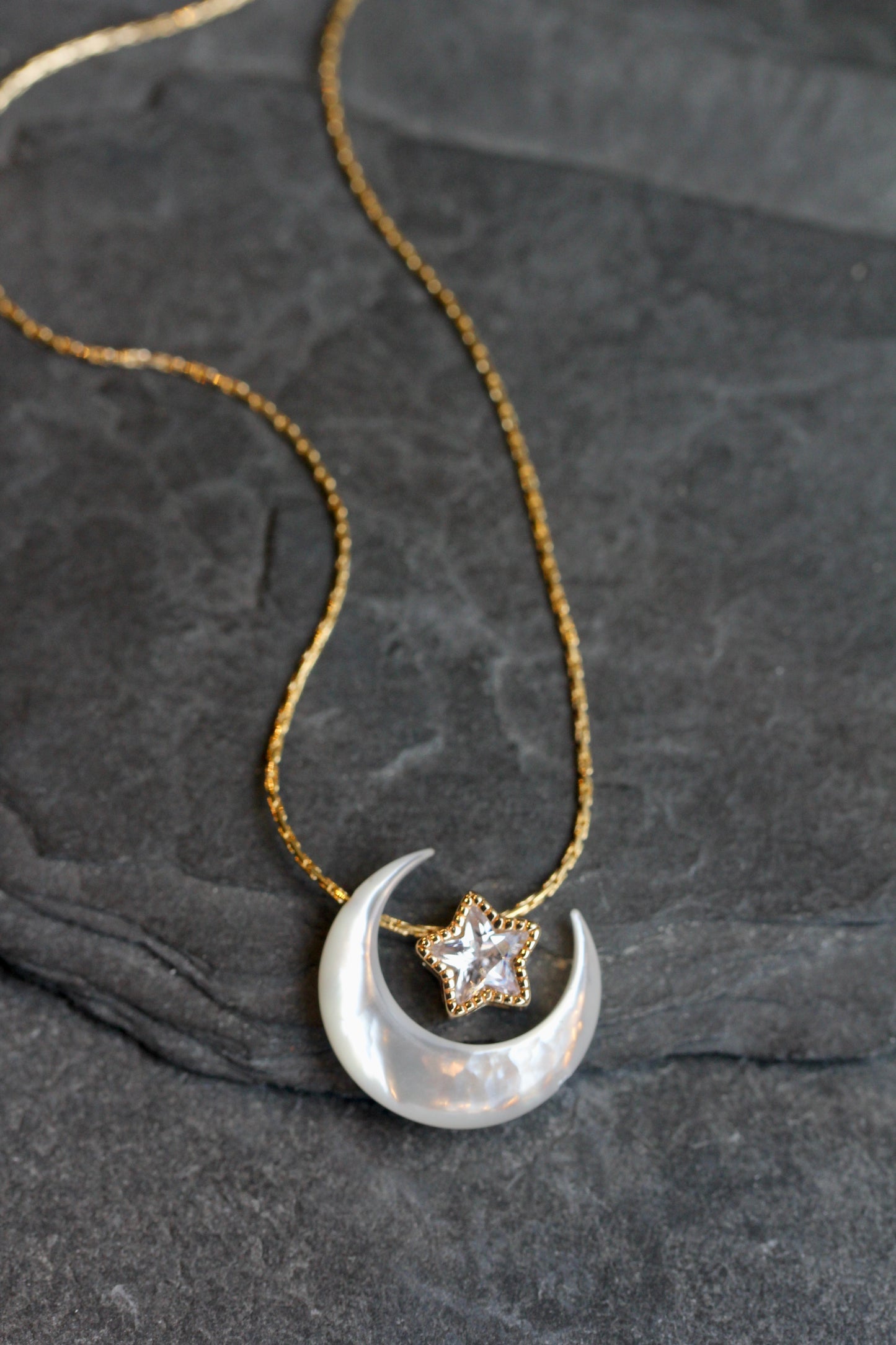 Mother of Pearl Moon Star Necklace