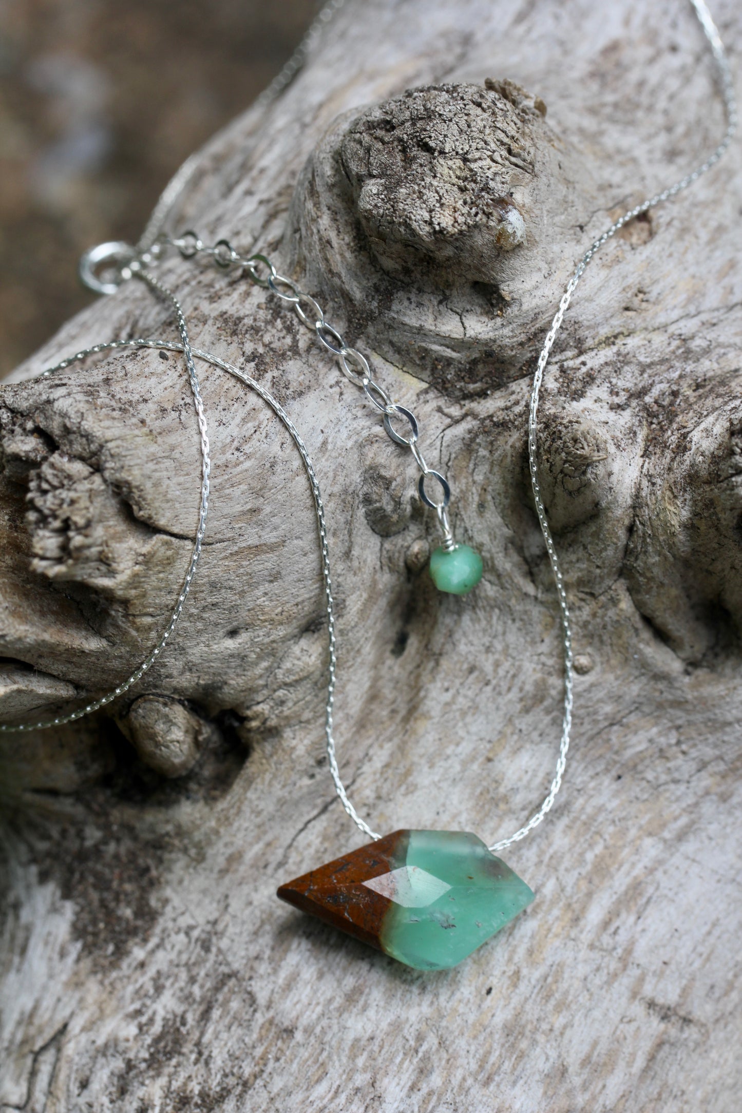 Chrysoprase Sparrow Silver Necklace