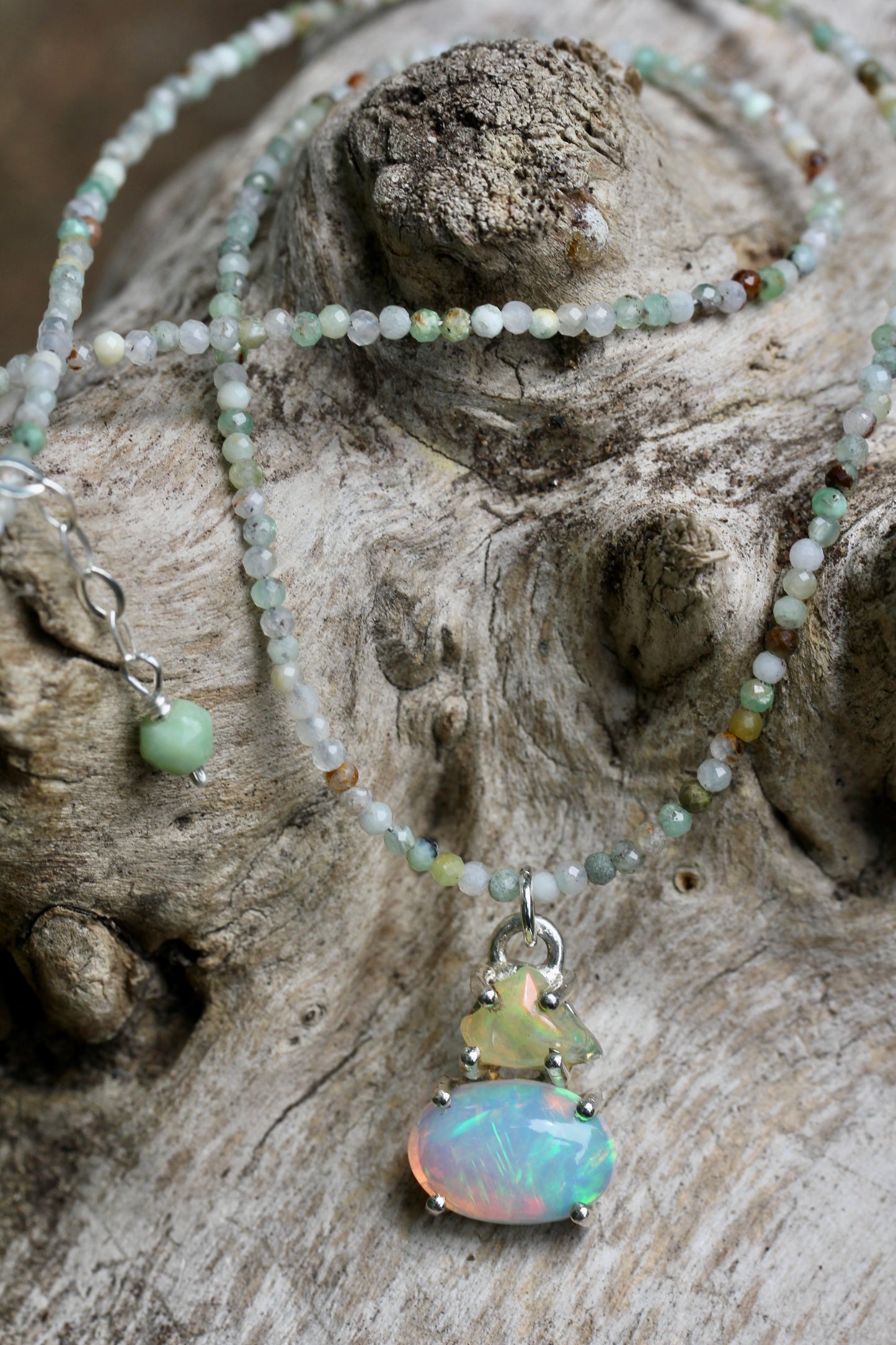 Ethiopian Opal Chrysoprase Beaded Necklace