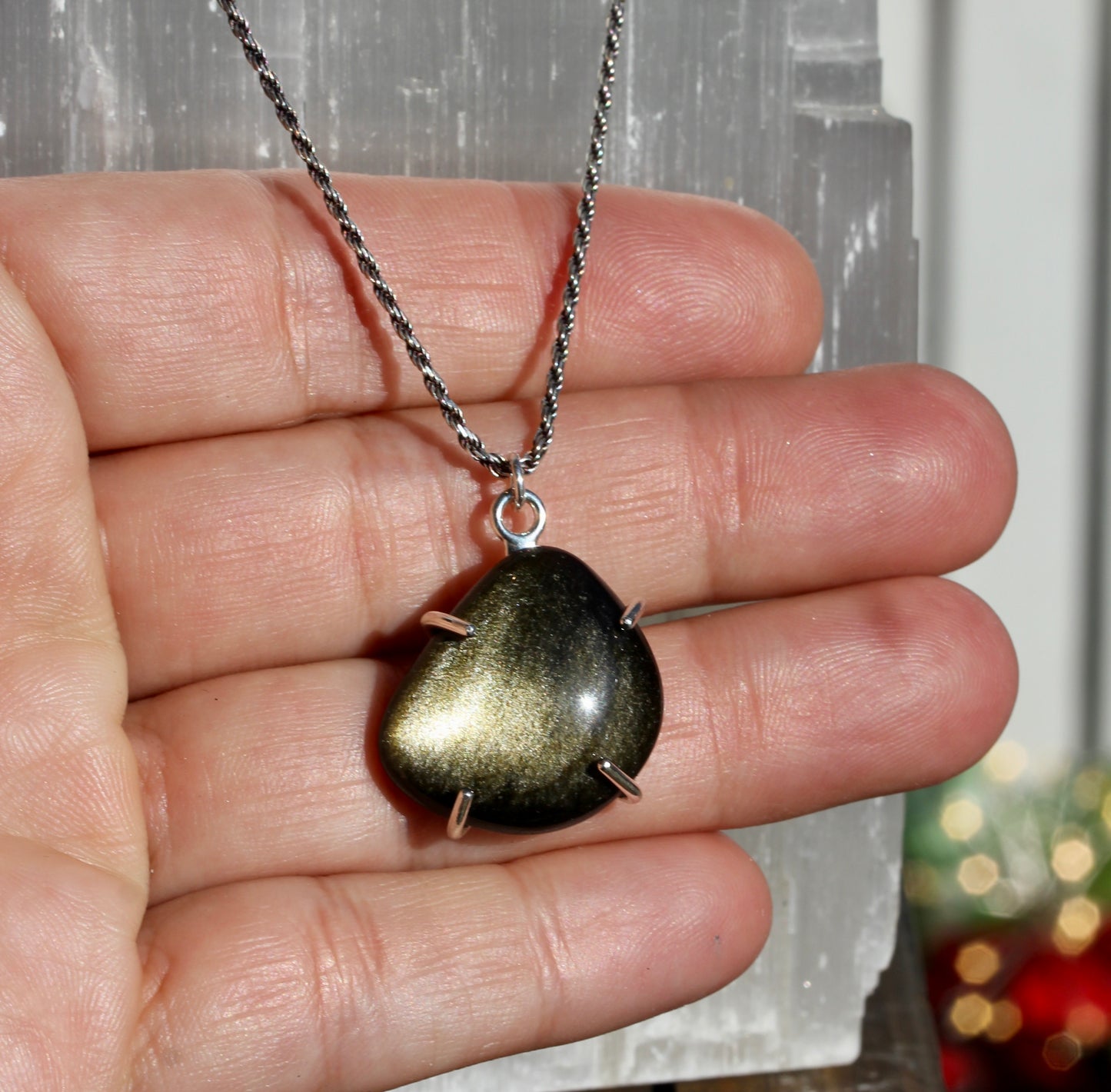 Gold Sheen Obsidian Necklace